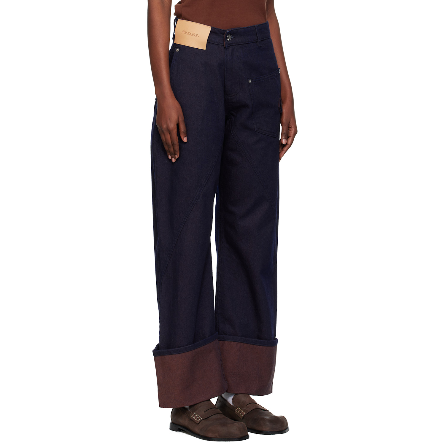  Jw Anderson Navy Turn Up Twisted Workwear Jeans 