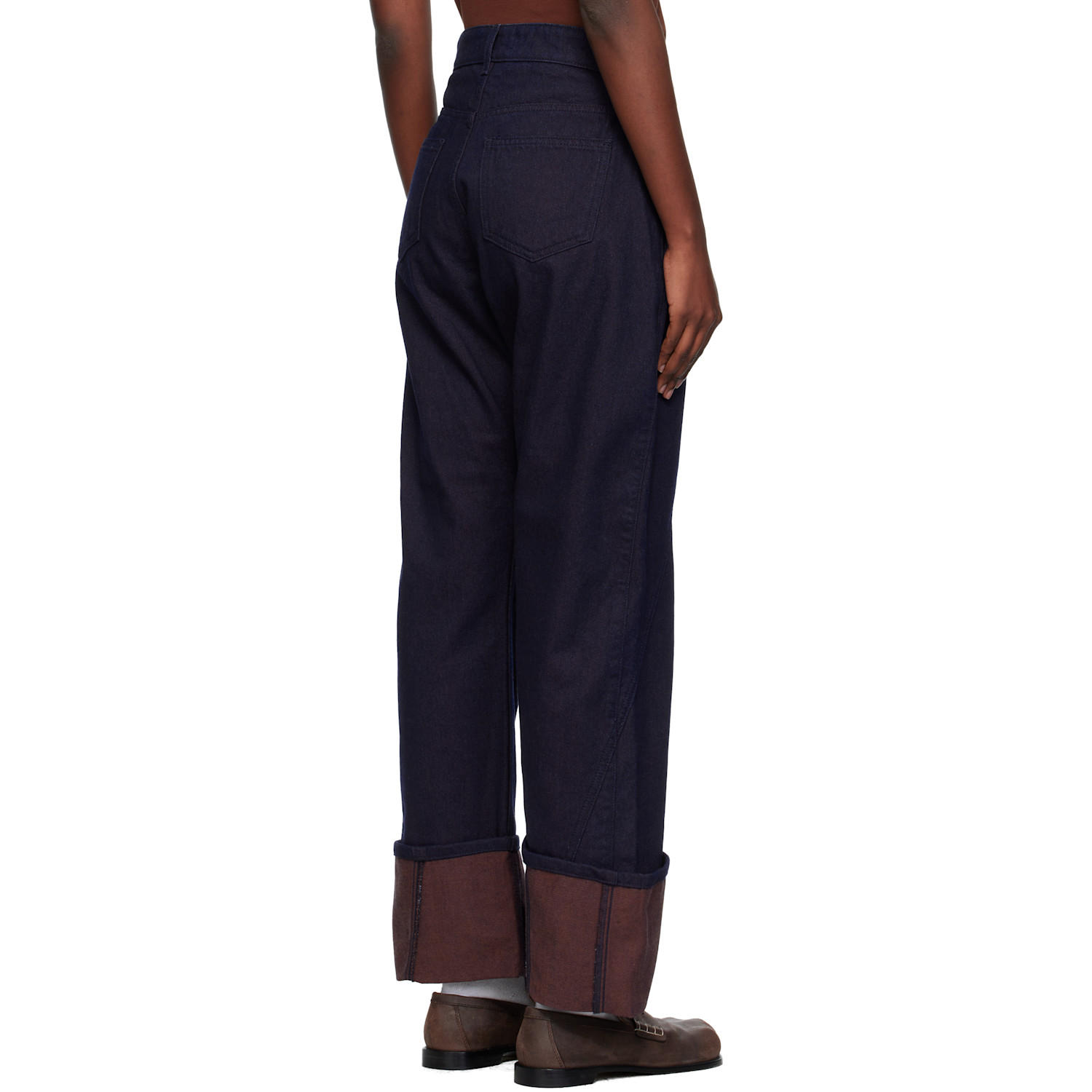 Jw Anderson Navy Turn Up Twisted Workwear Jeans 