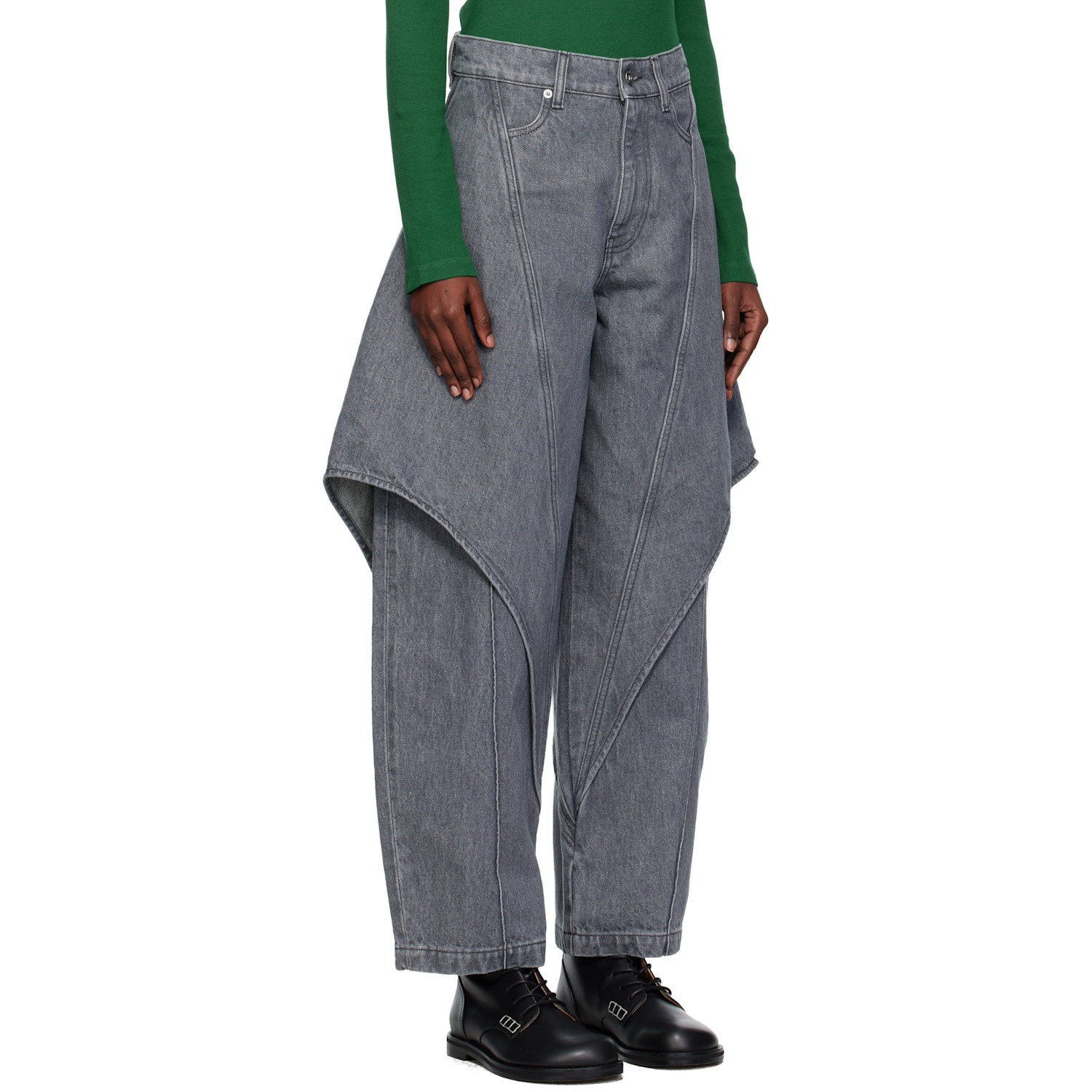  Jw Anderson Gray Cropped Sculptural Jeans 