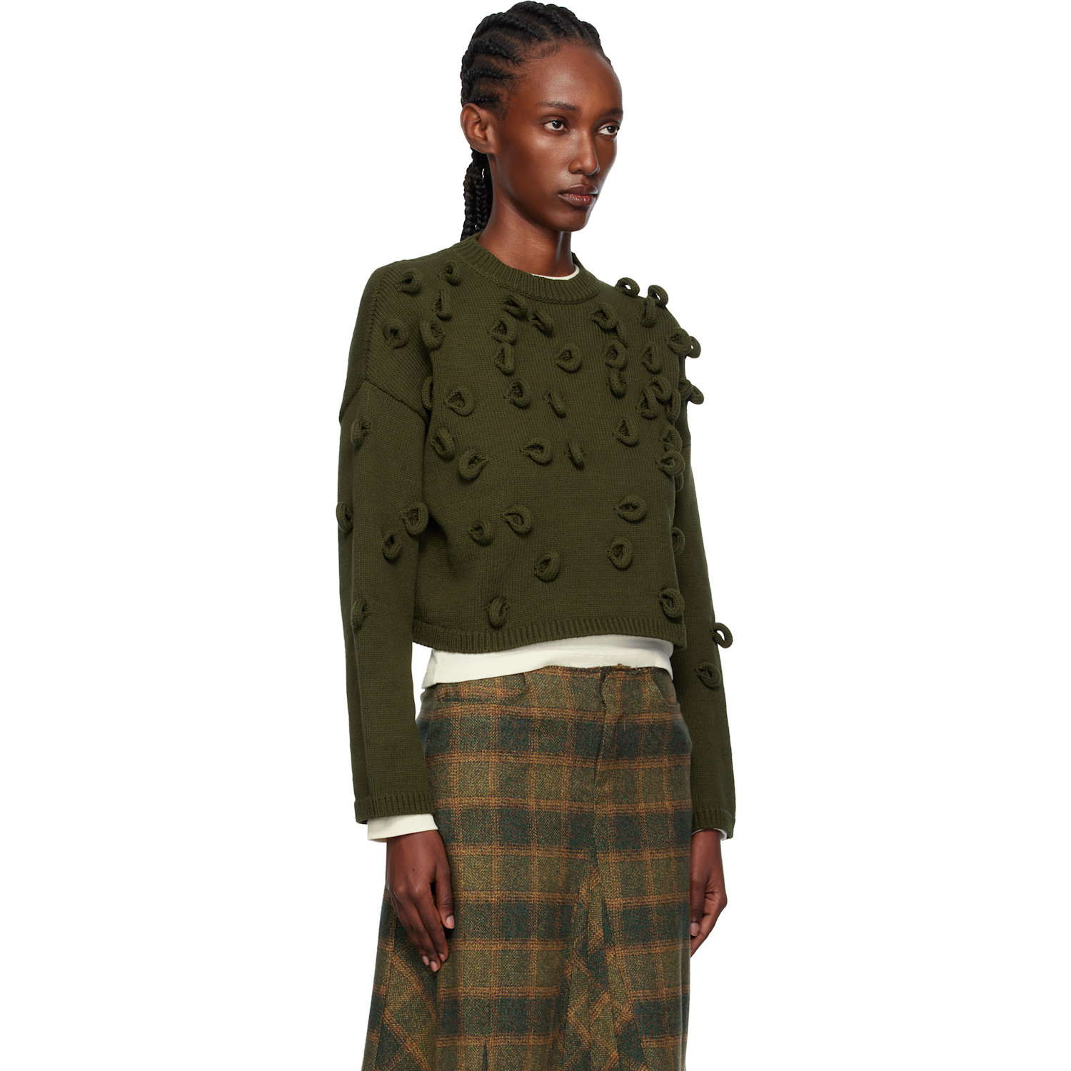  Jw Anderson Khaki Cropped Loop Sweater 