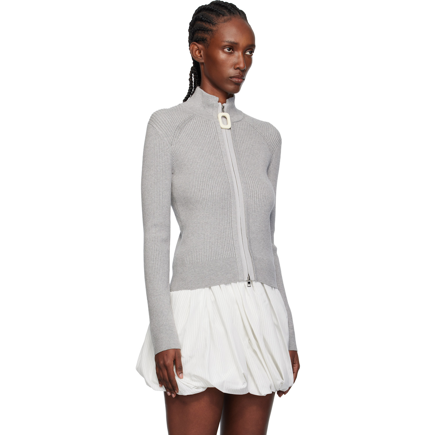  Jw Anderson Gray Fitted Zip Up Sweater 