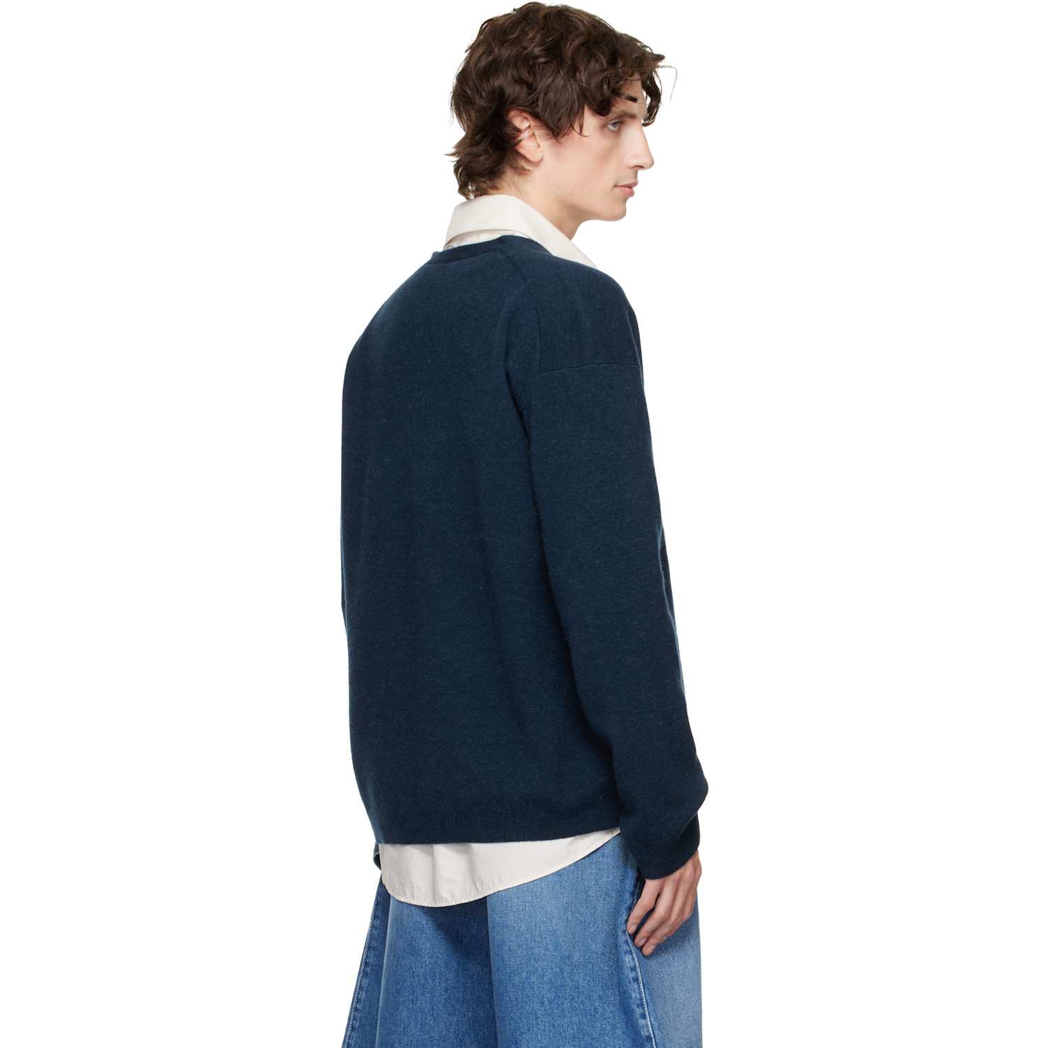  Jw Anderson Navy V-neck Zip-up Cardigan 