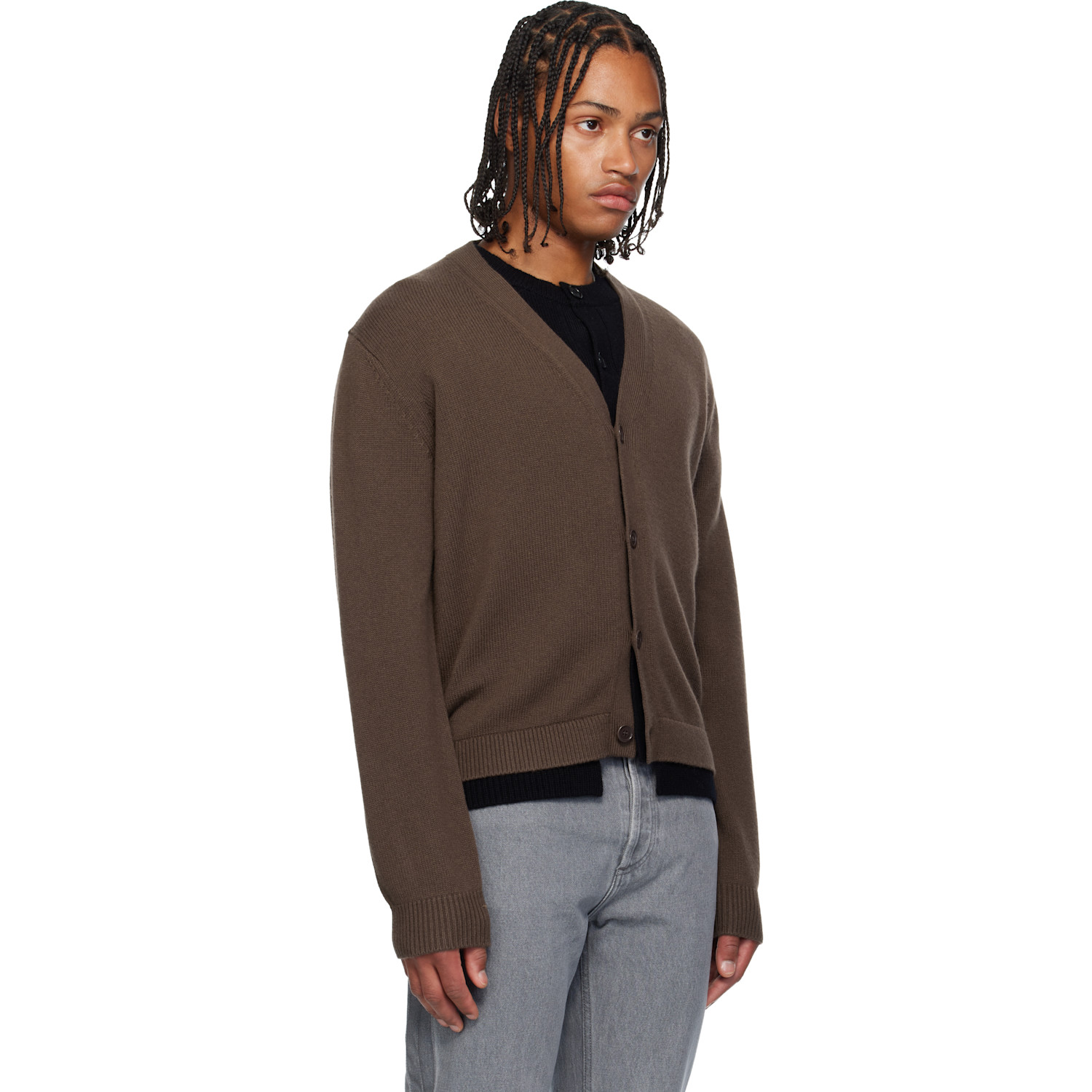  Jw Anderson Brown Contrast Layered Cardigan 