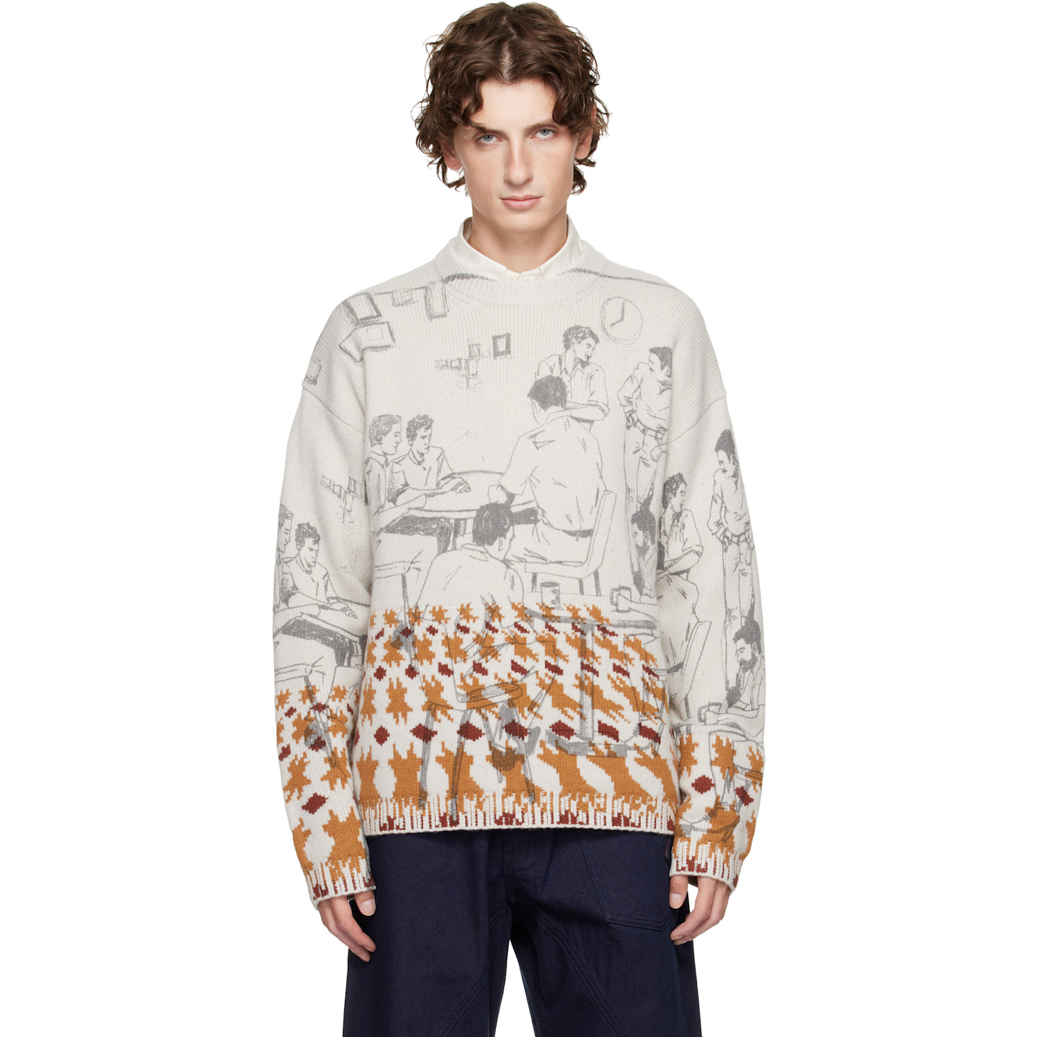 JW Anderson Gray Print Jacquard Sweater