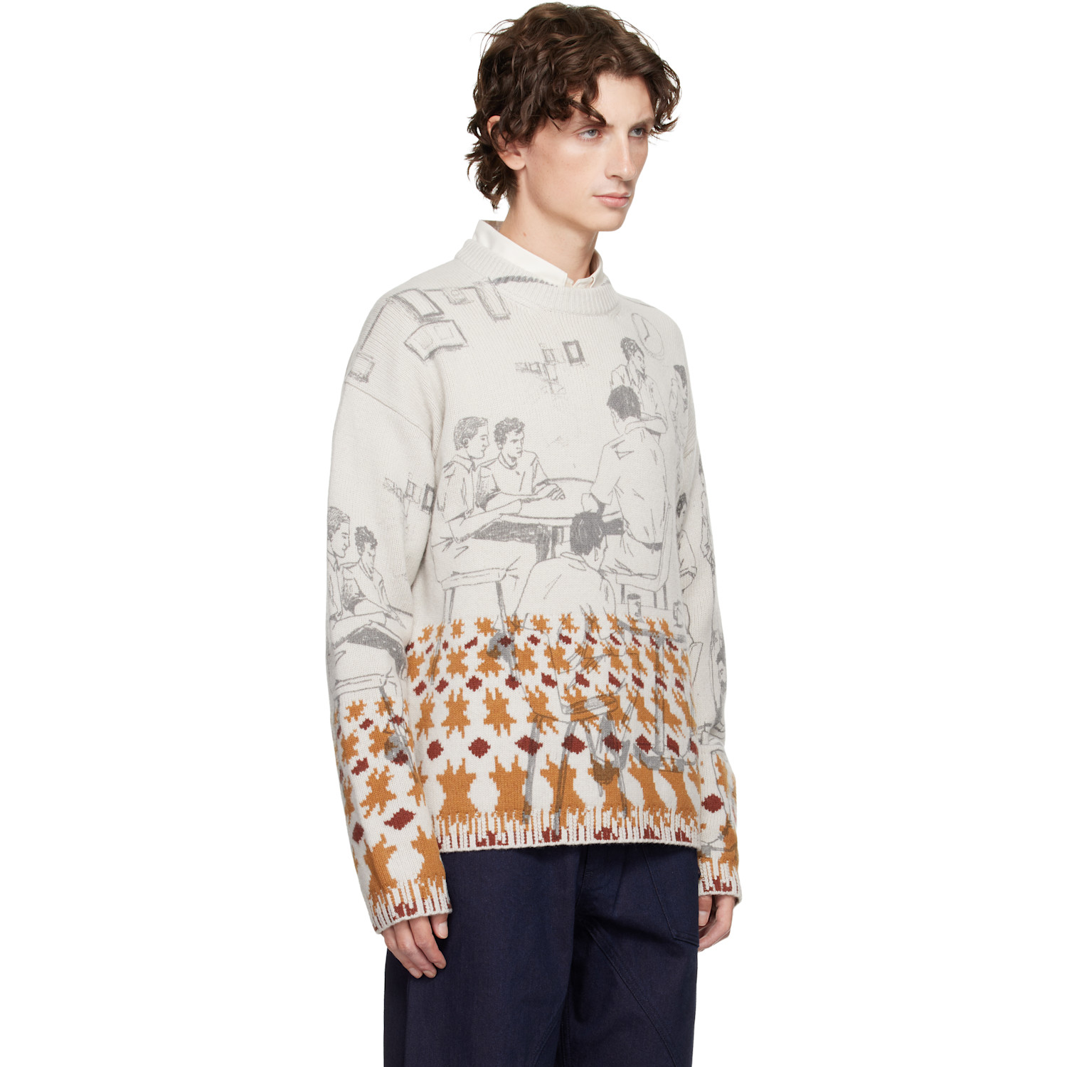  Jw Anderson Gray Print Jacquard Sweater 