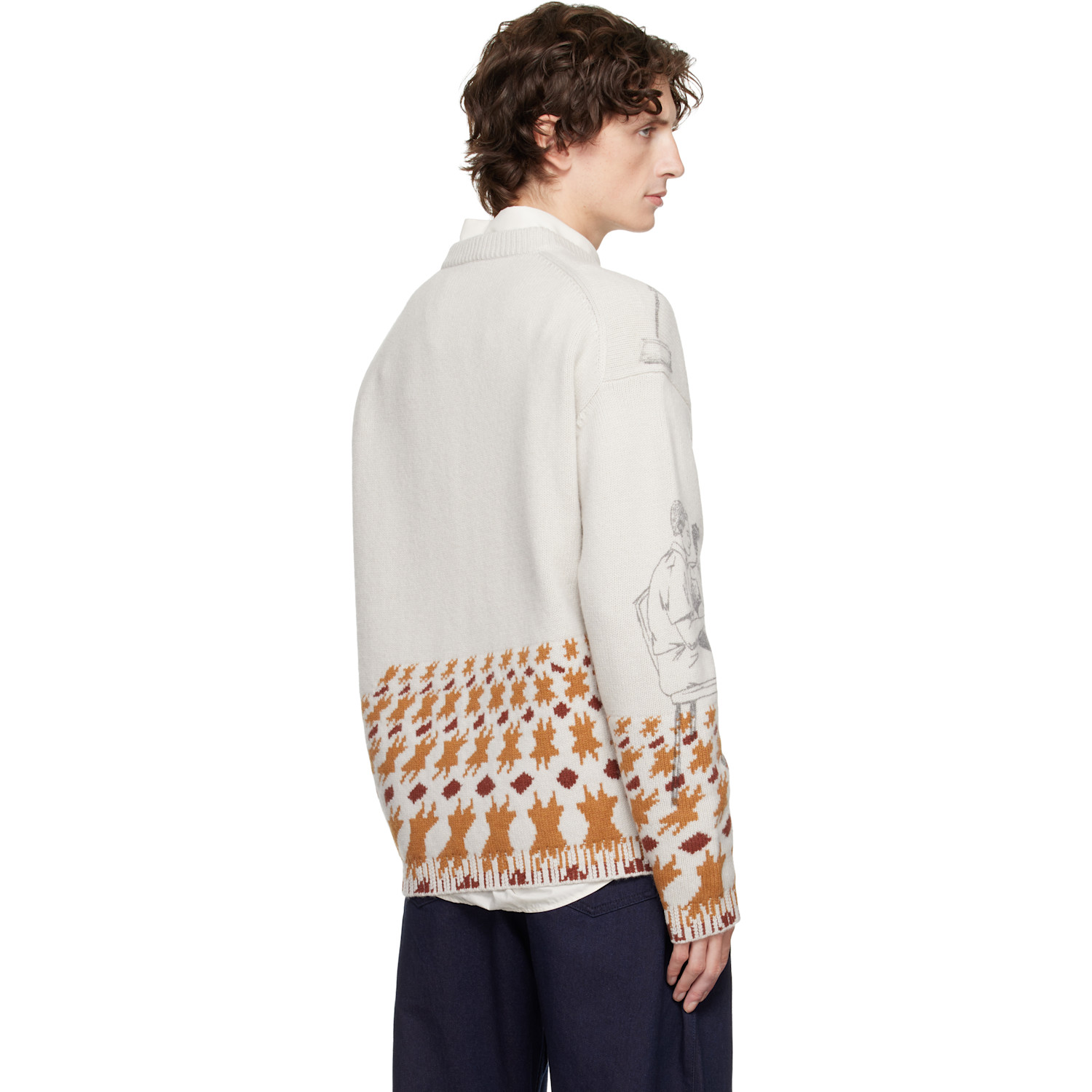  Jw Anderson Gray Print Jacquard Sweater 
