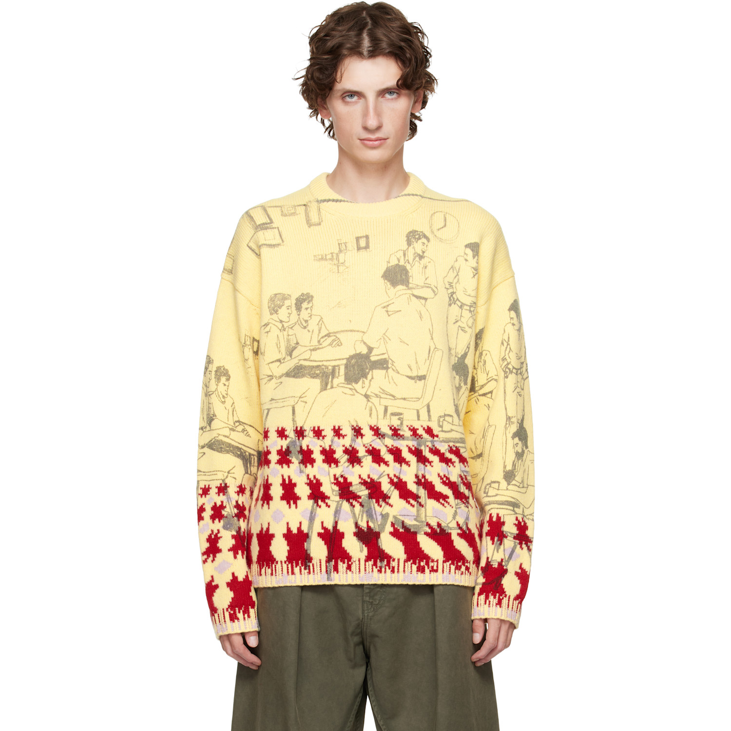 JW Anderson Yellow Print Jacquard Sweater