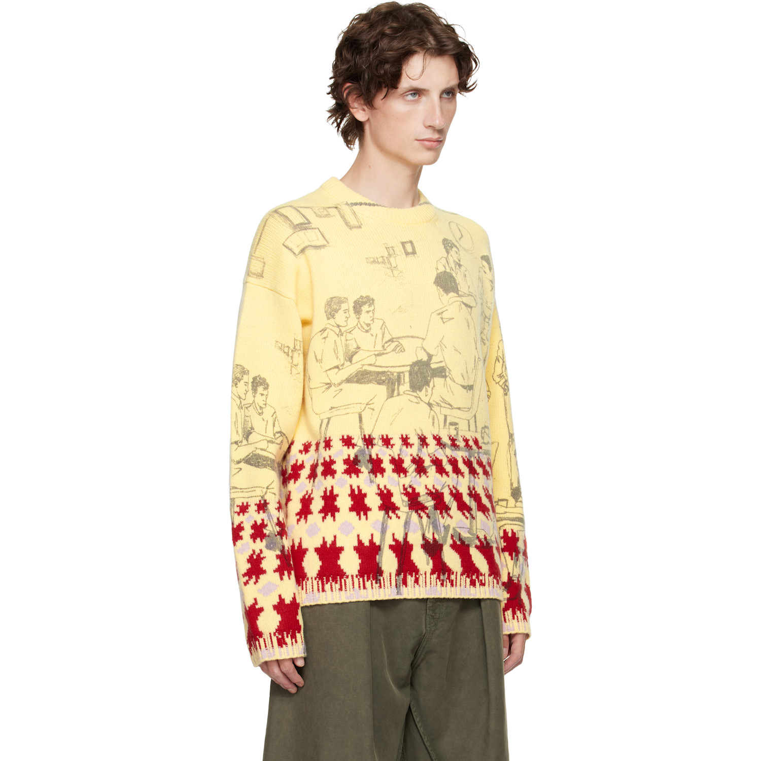  Jw Anderson Yellow Print Jacquard Sweater 