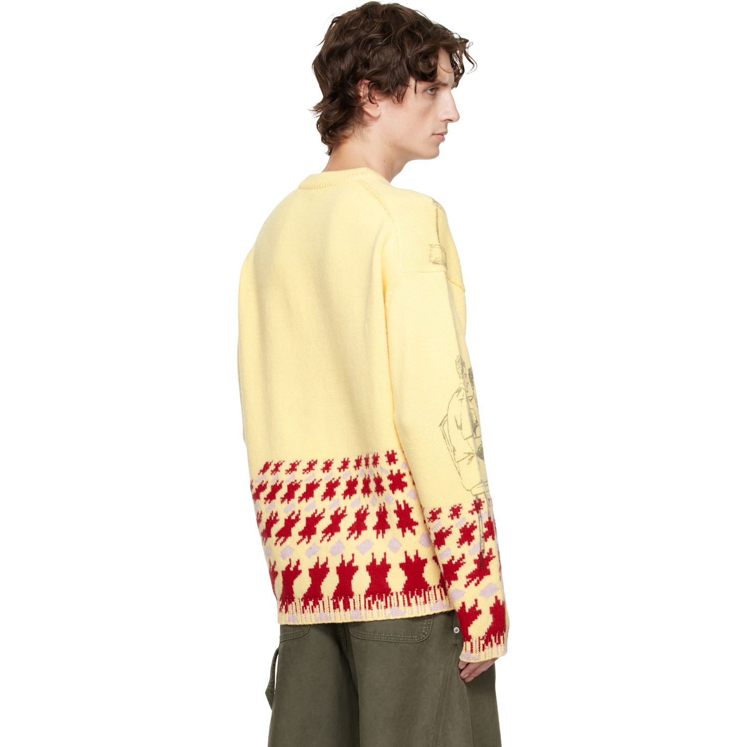  Jw Anderson Yellow Print Jacquard Sweater 