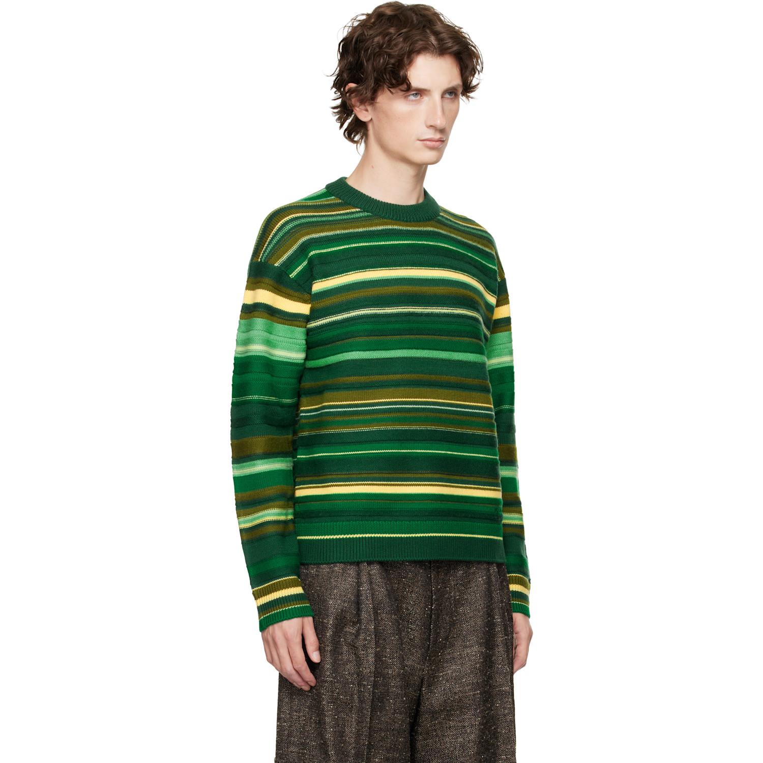  Jw Anderson Green Multi Stripe Sweater 