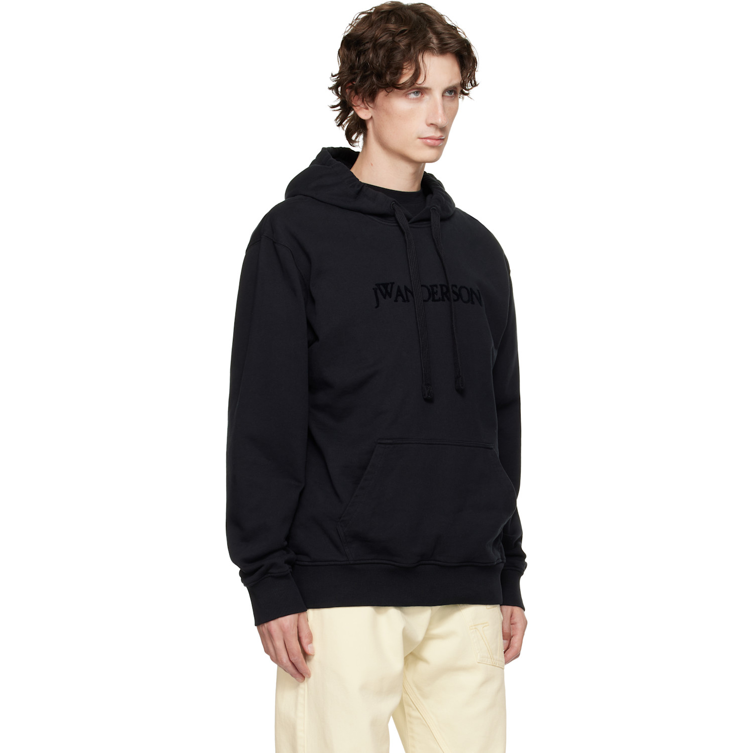  Jw Anderson Black Logo Embroidery Hoodie 
