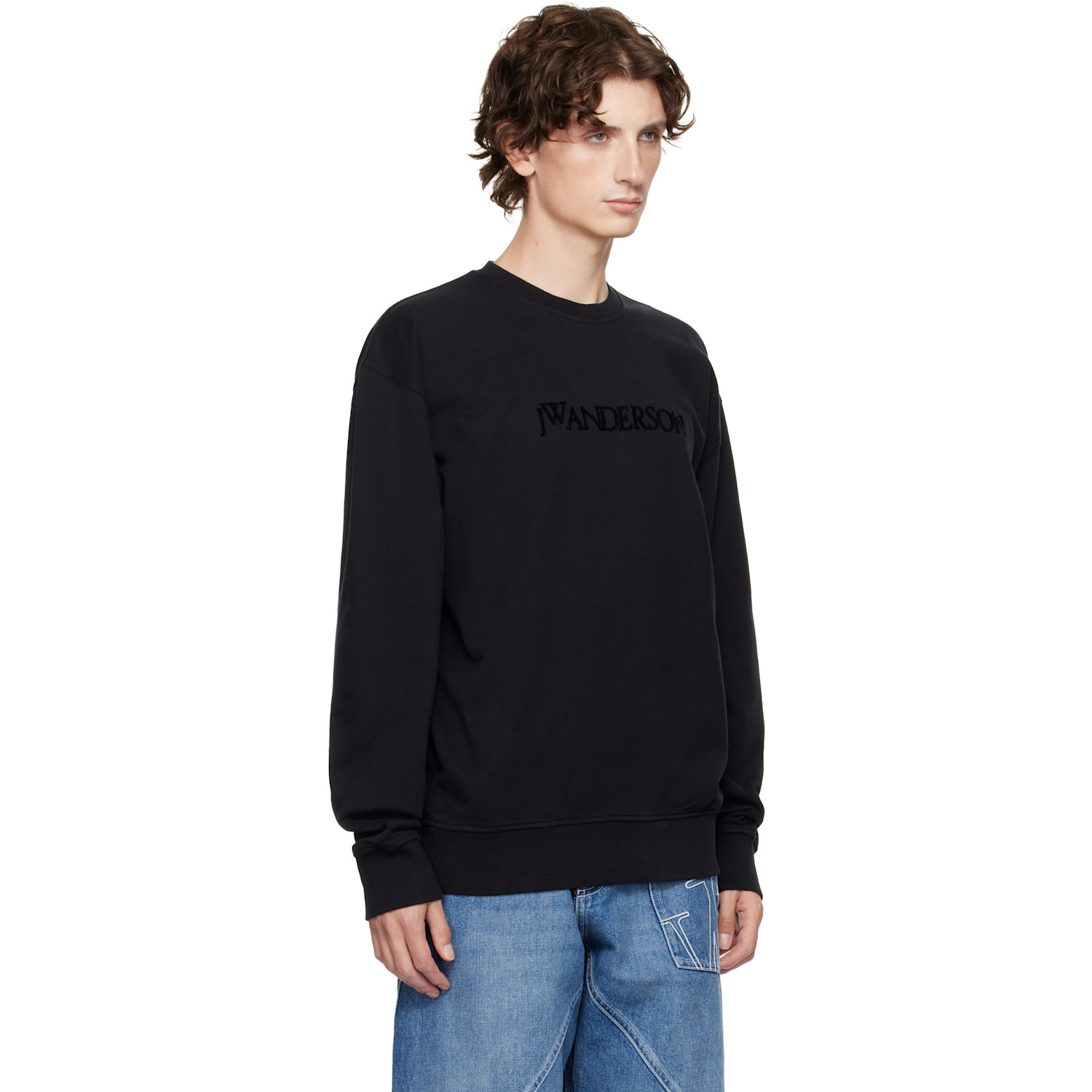  Jw Anderson Black Logo Embroidery Sweatshirt 