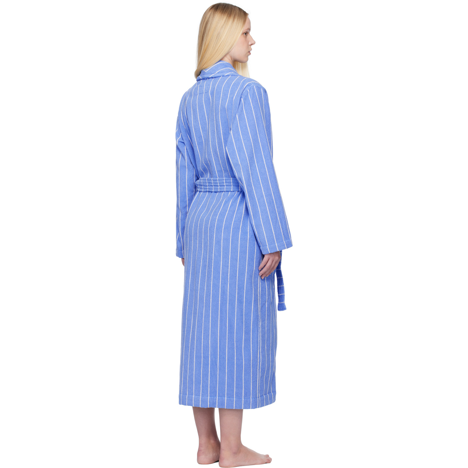  Tekla Blue & White Terry Classic Bathrobe 