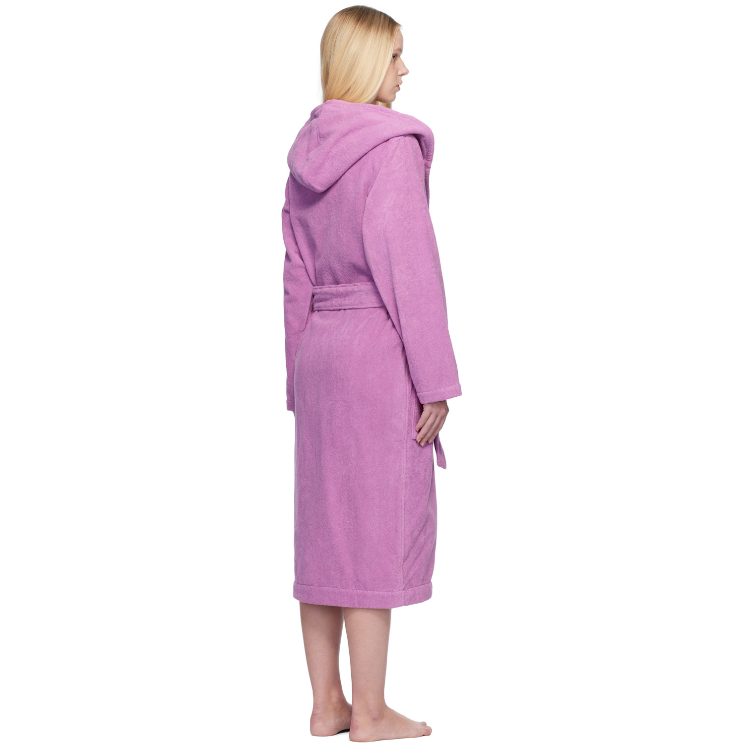  Tekla Pink Terry Hooded Bathrobe 