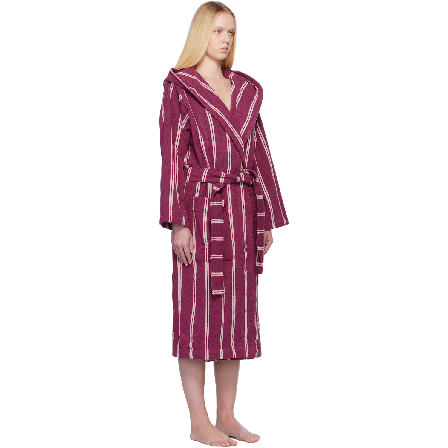  Tekla Purple Terry Hooded Bathrobe 