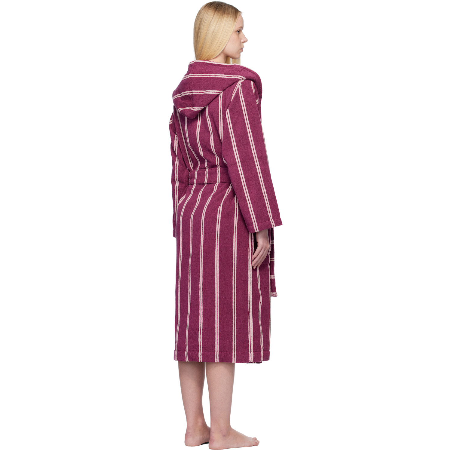  Tekla Purple Terry Hooded Bathrobe 