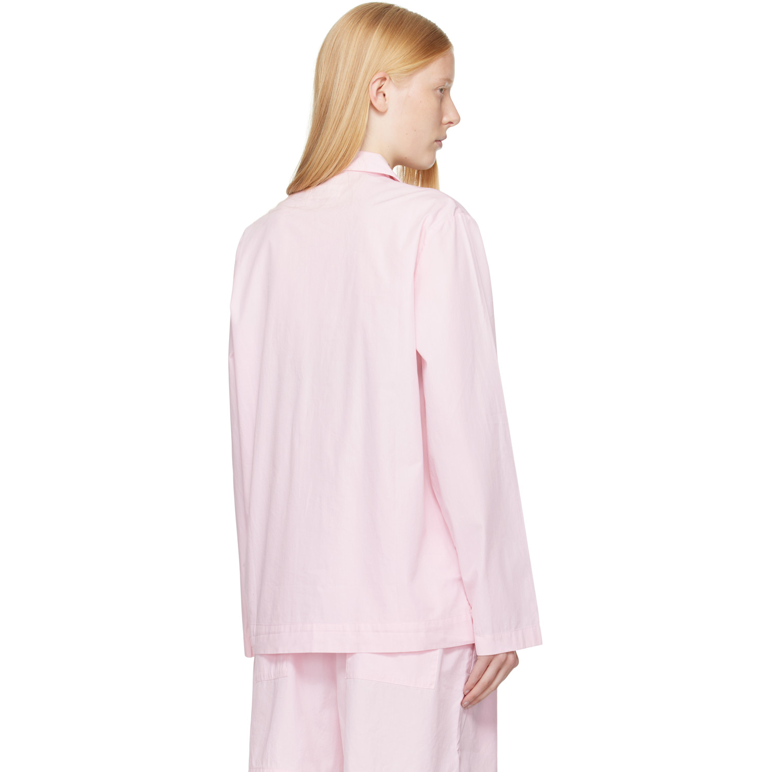  Tekla Pink Poplin Long-sleeved Pyjama Shirt 