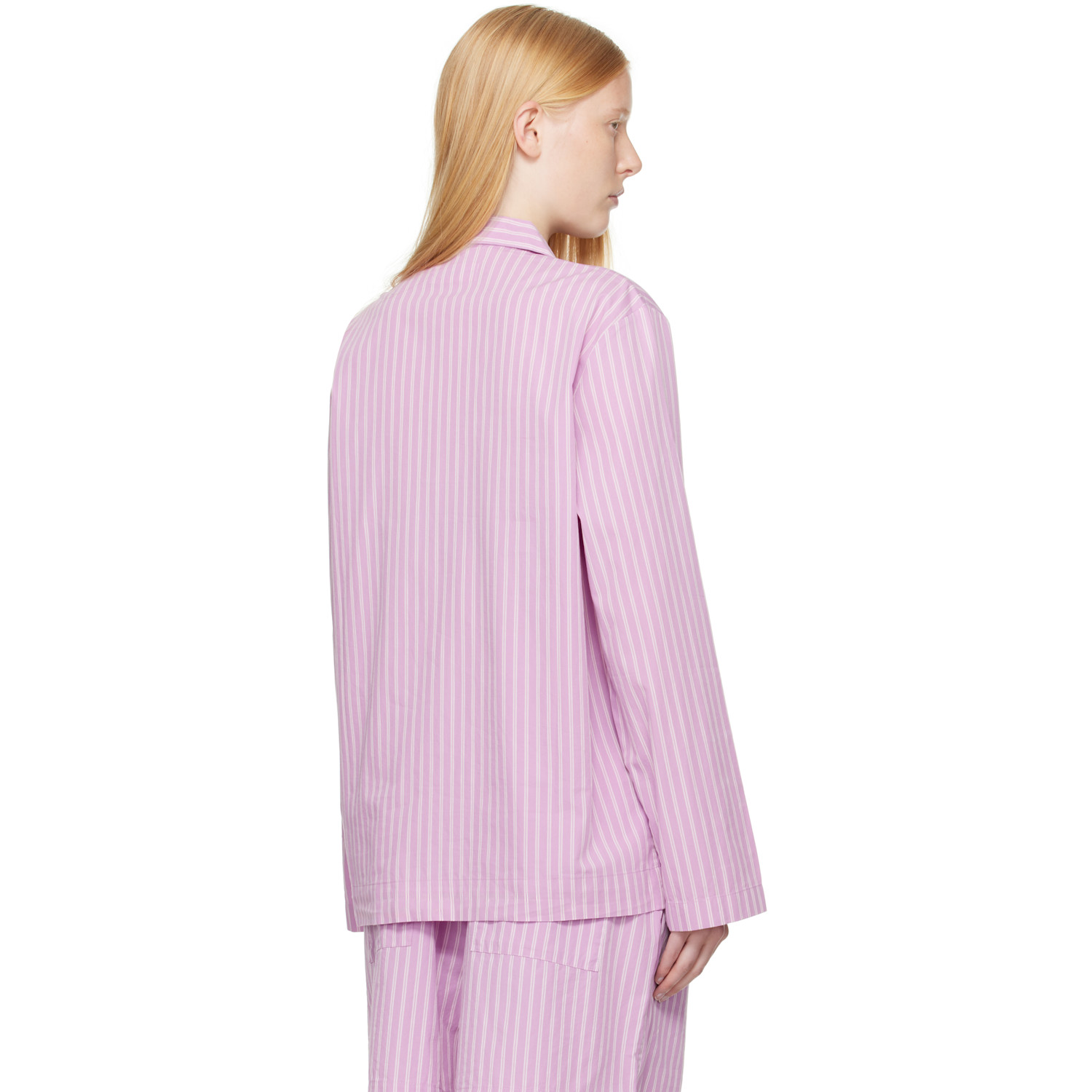 Tekla Pink Poplin Long-sleeved Pyjama Shirt 