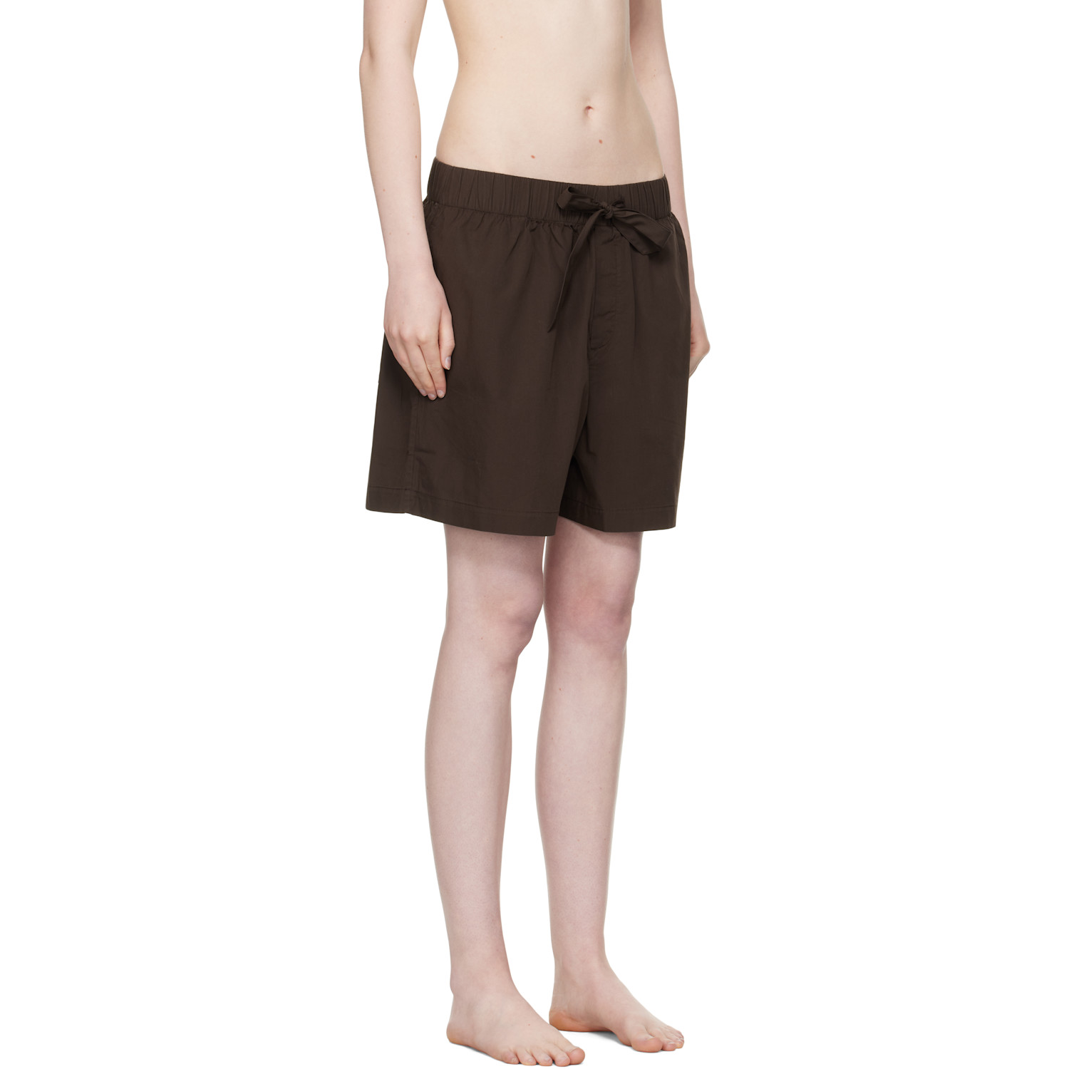  Tekla Brown Poplin Pyjama Shorts 