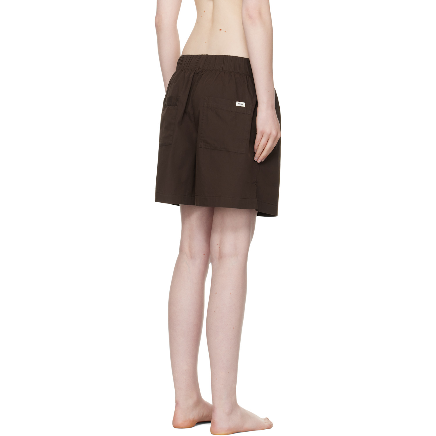  Tekla Brown Poplin Pyjama Shorts 