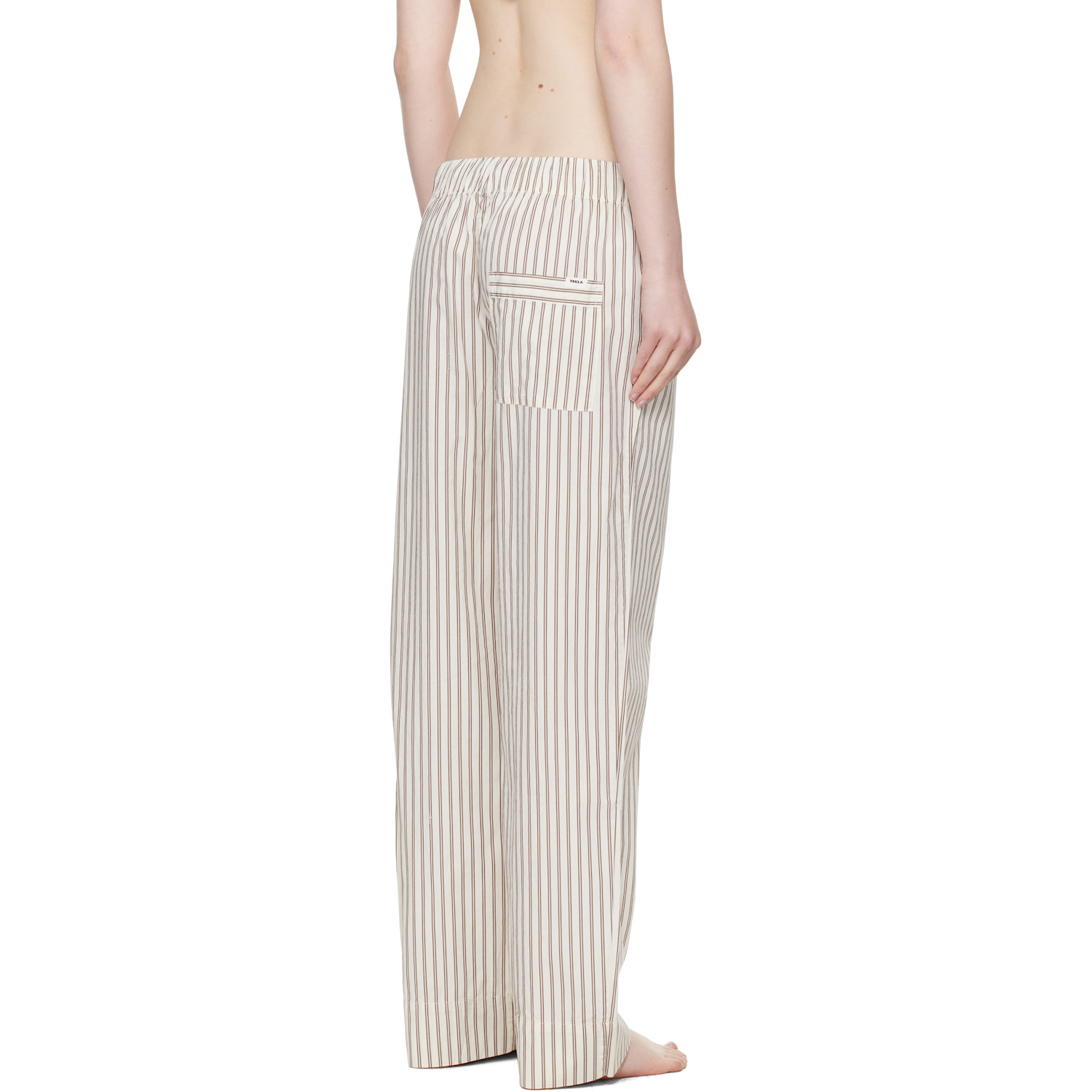  Tekla Off-white & Brown Poplin Pyjama Pants 
