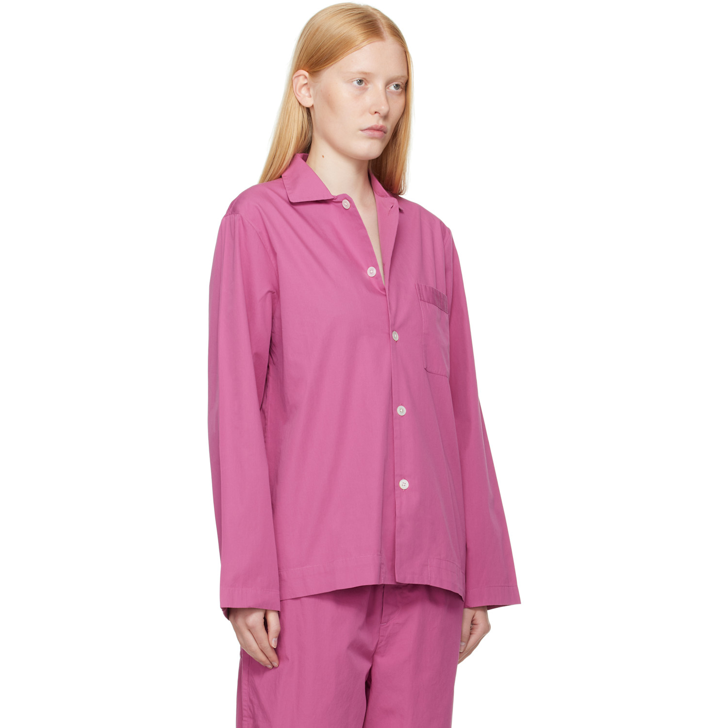  Tekla Purple Poplin Long-sleeved Pyjama Shirt 