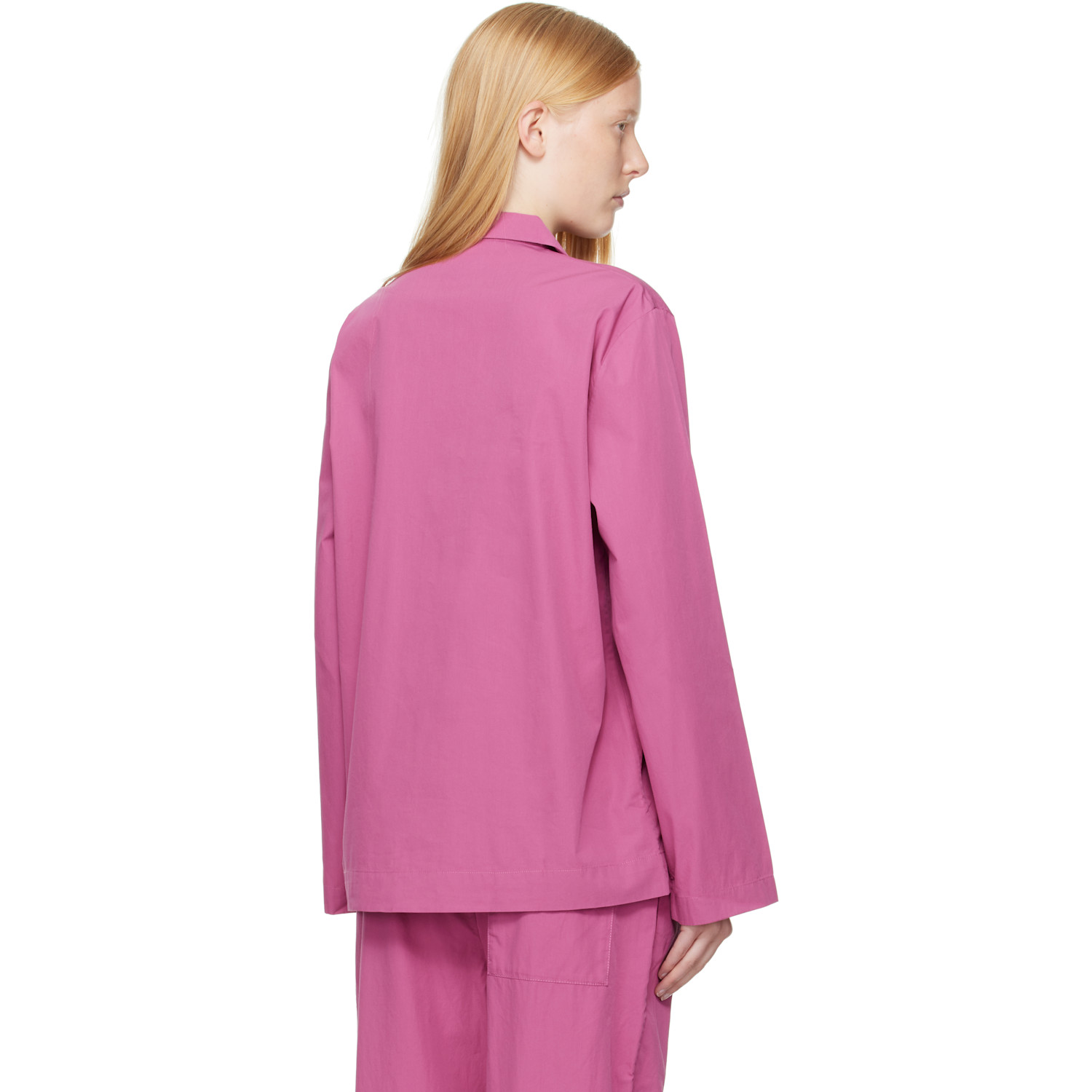  Tekla Purple Poplin Long-sleeved Pyjama Shirt 