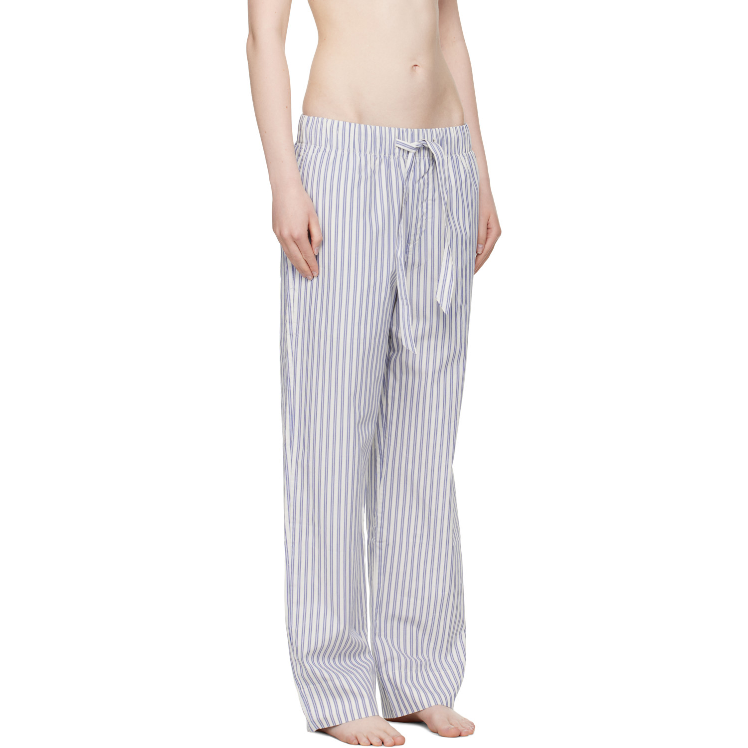  Tekla White & Blue Poplin Pyjama Pants 