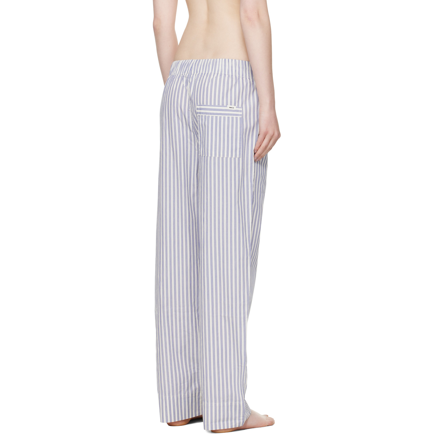  Tekla White & Blue Poplin Pyjama Pants 