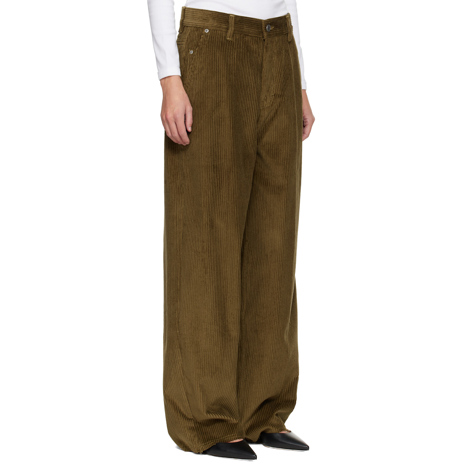  Ami Paris Khaki Cotton Large Fit Trousers 