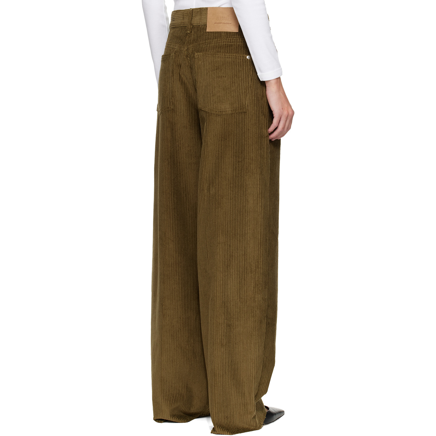  Ami Paris Khaki Cotton Large Fit Trousers 