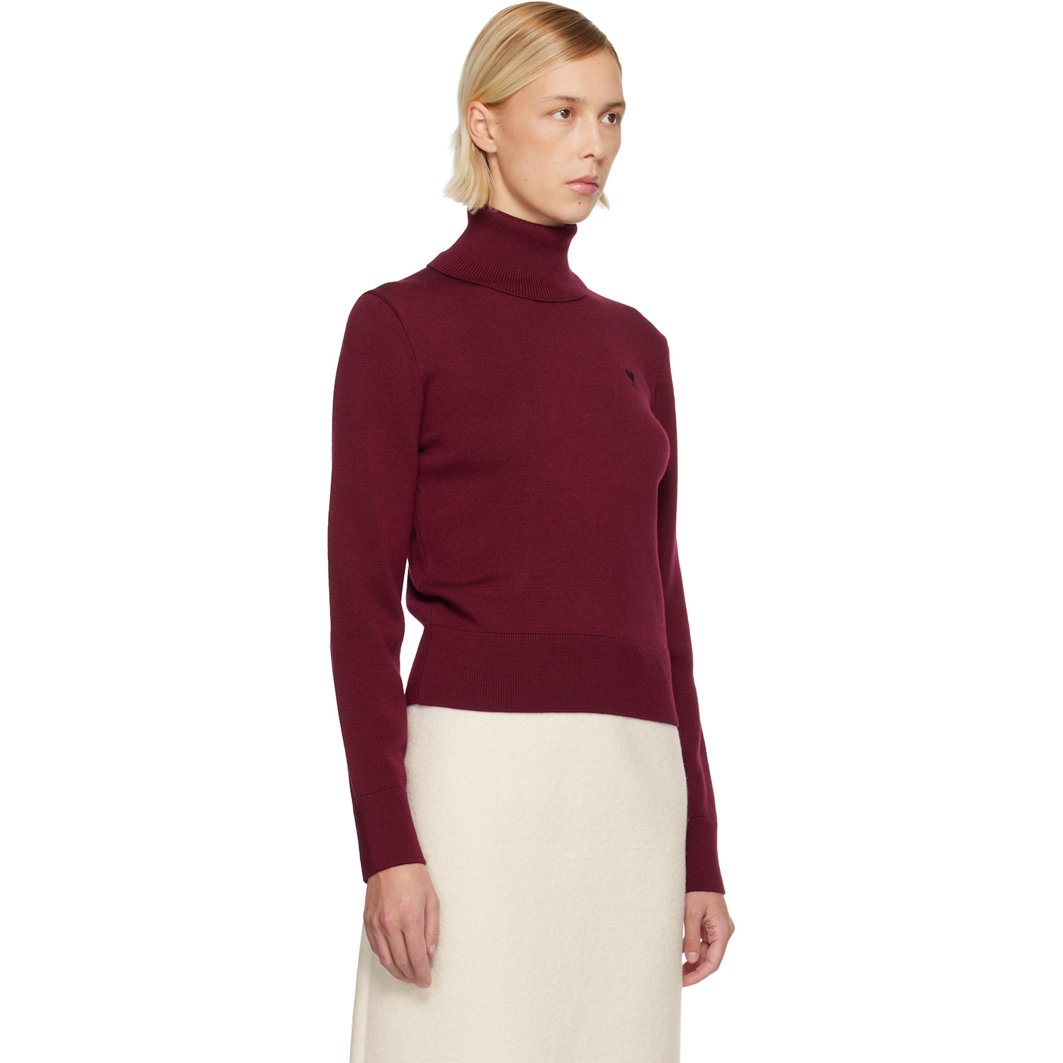  Ami Paris Burgundy Wool Ami De Coeur Turtleneck 