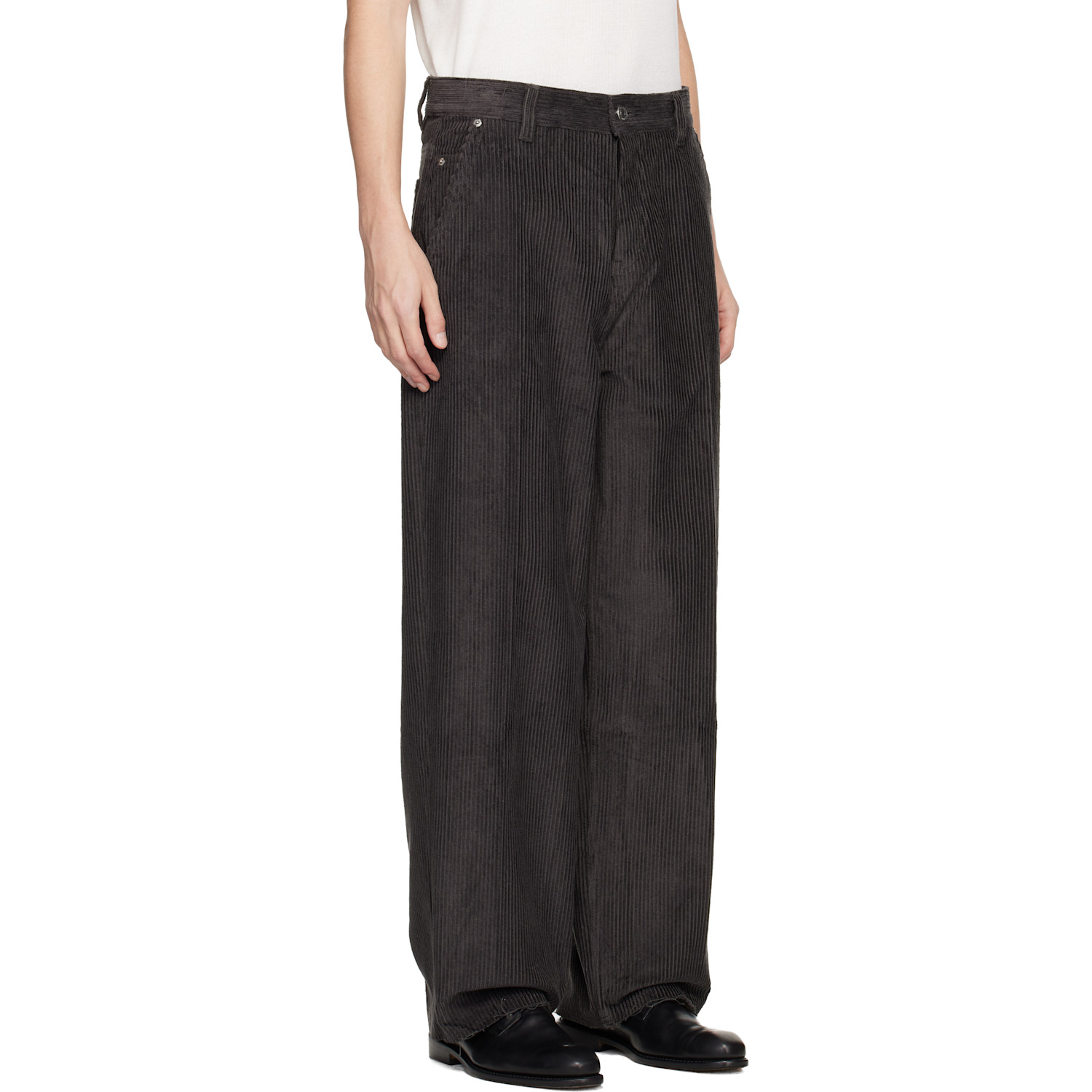  Ami Paris Gray Cotton Large Fit Trousers 