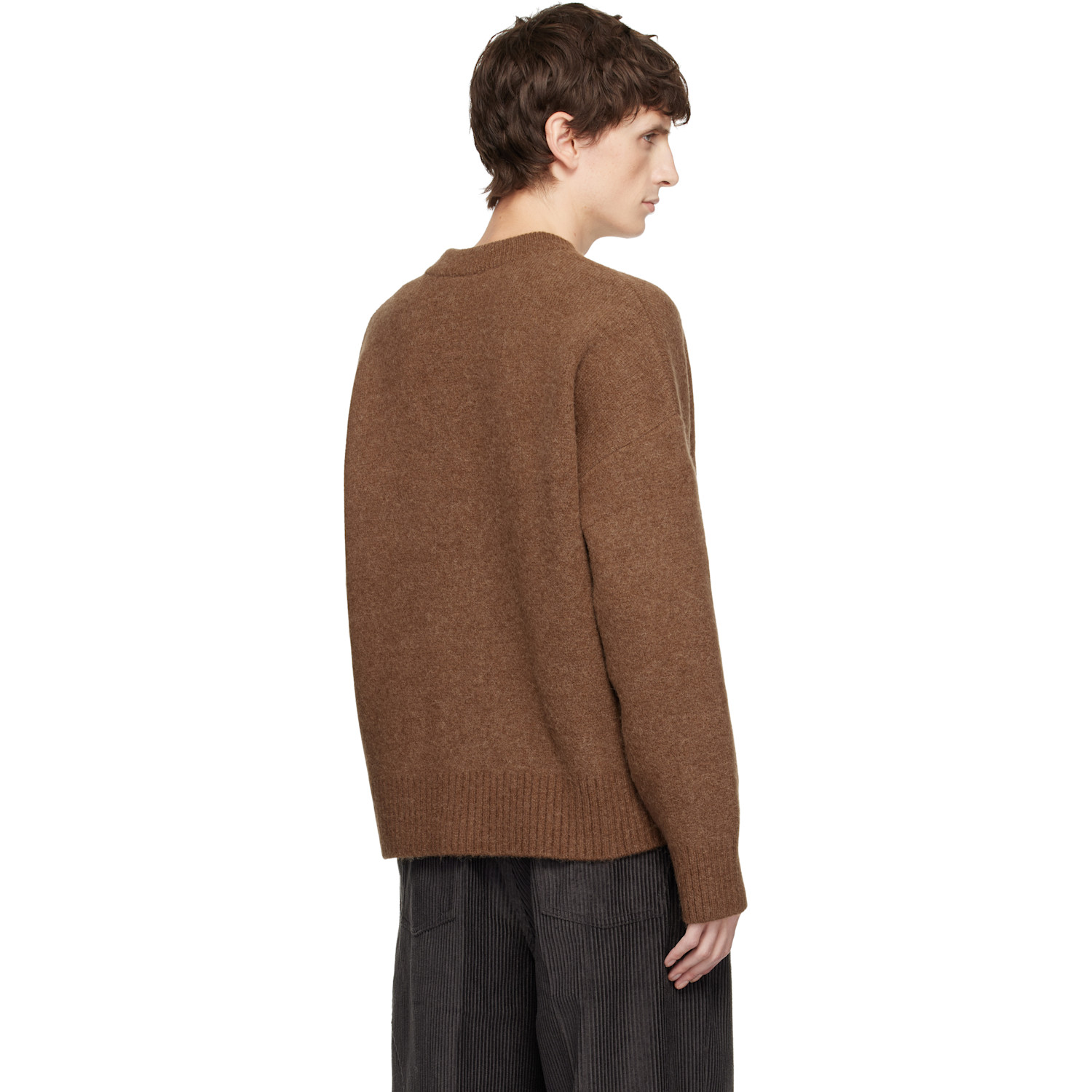  Ami Paris Brown Alpaca Ami De Coeur Cardigan 