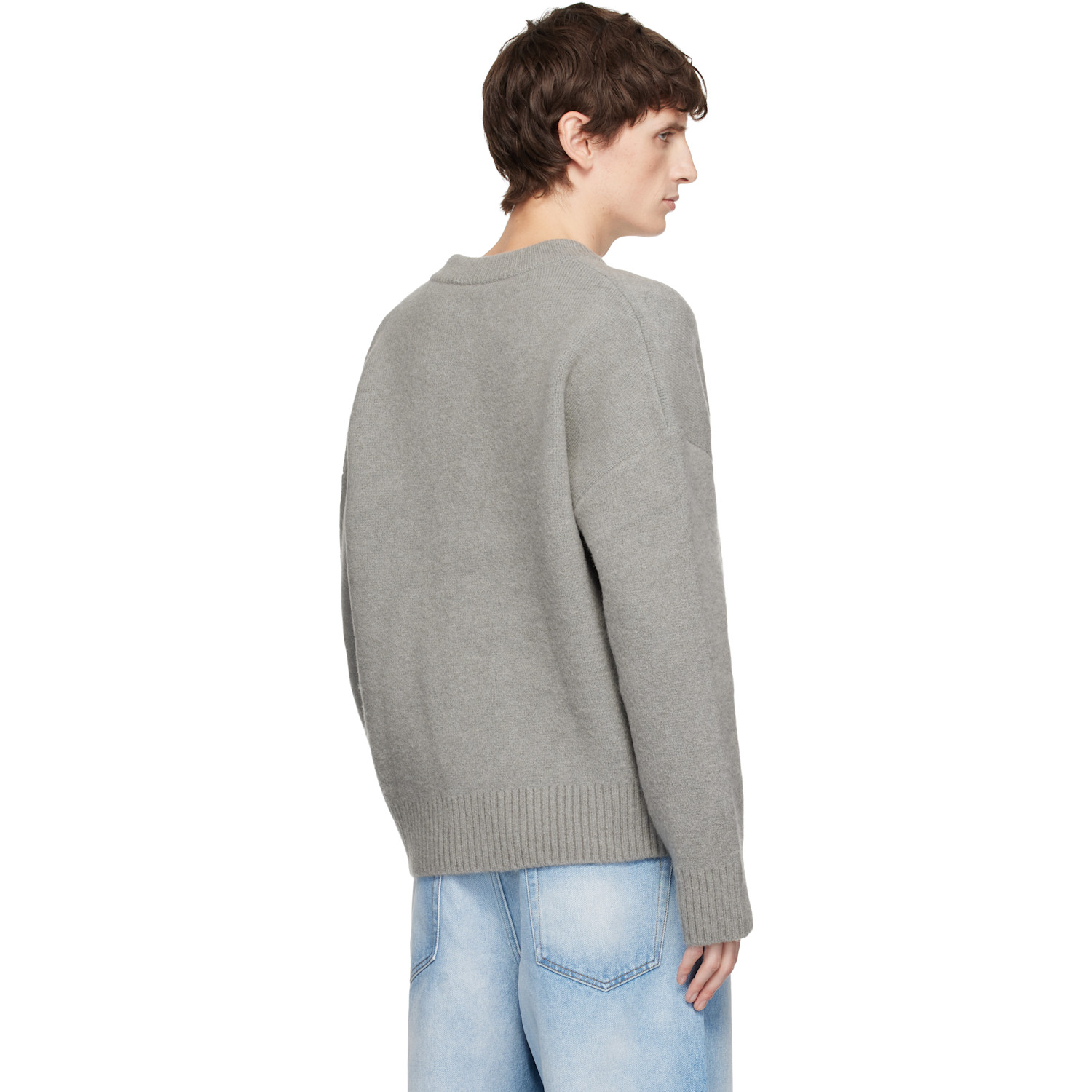  Ami Paris Gray Alpaca Ami De Coeur Cardigan 