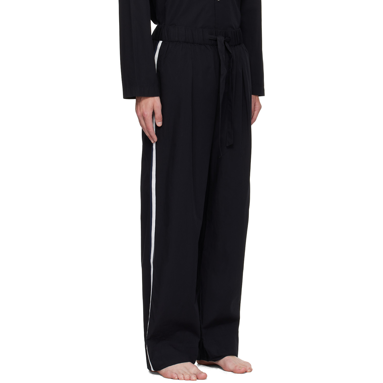  Tekla Black Striped Poplin Pyjama Pants 