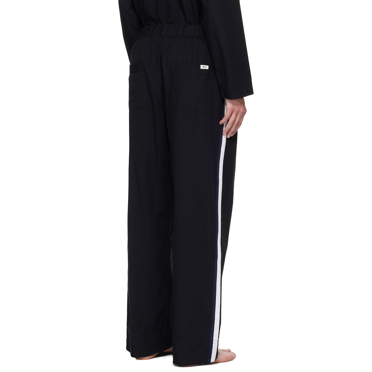  Tekla Black Striped Poplin Pyjama Pants 