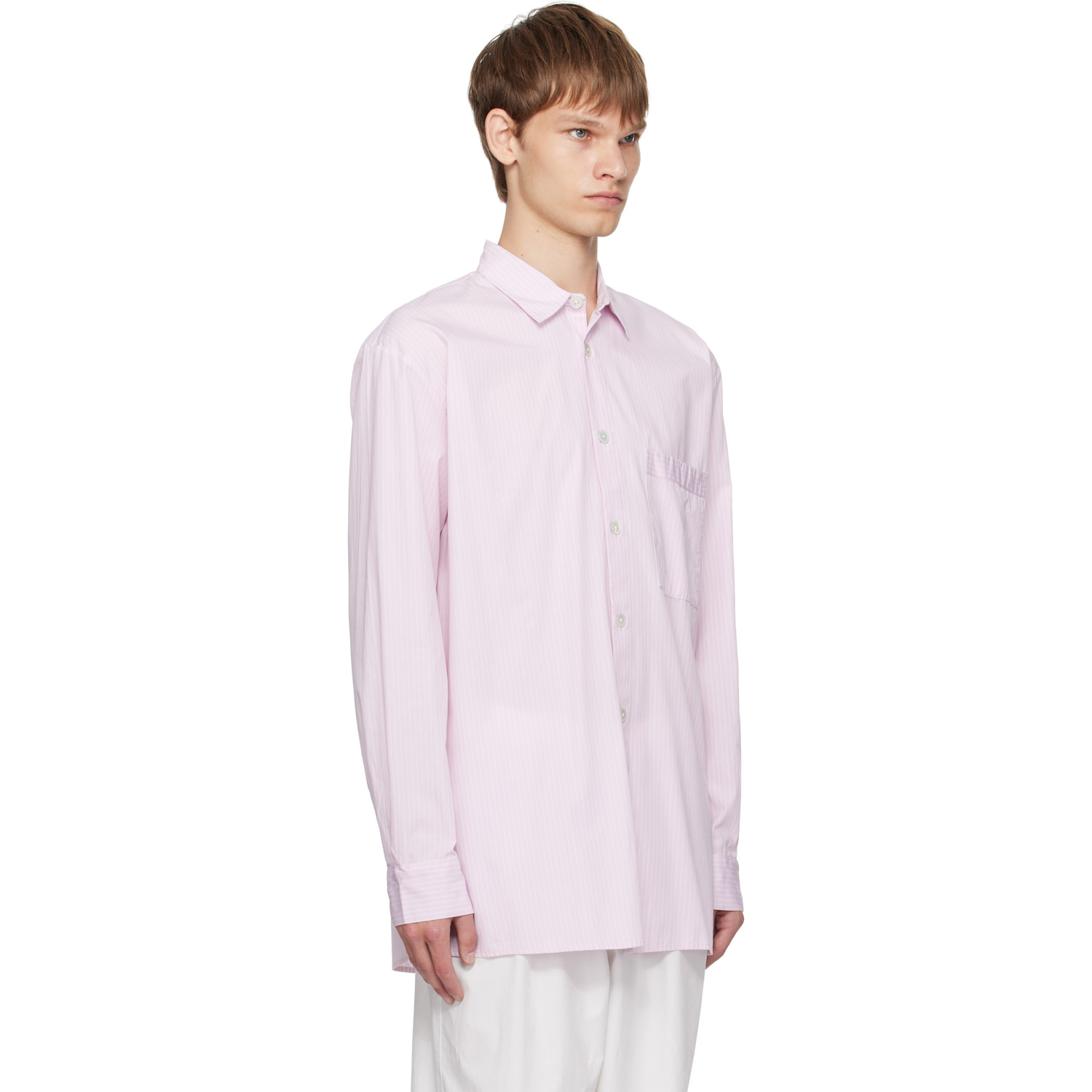  Tekla Pink Poplin Long Sleeve Pyjama Shirt 