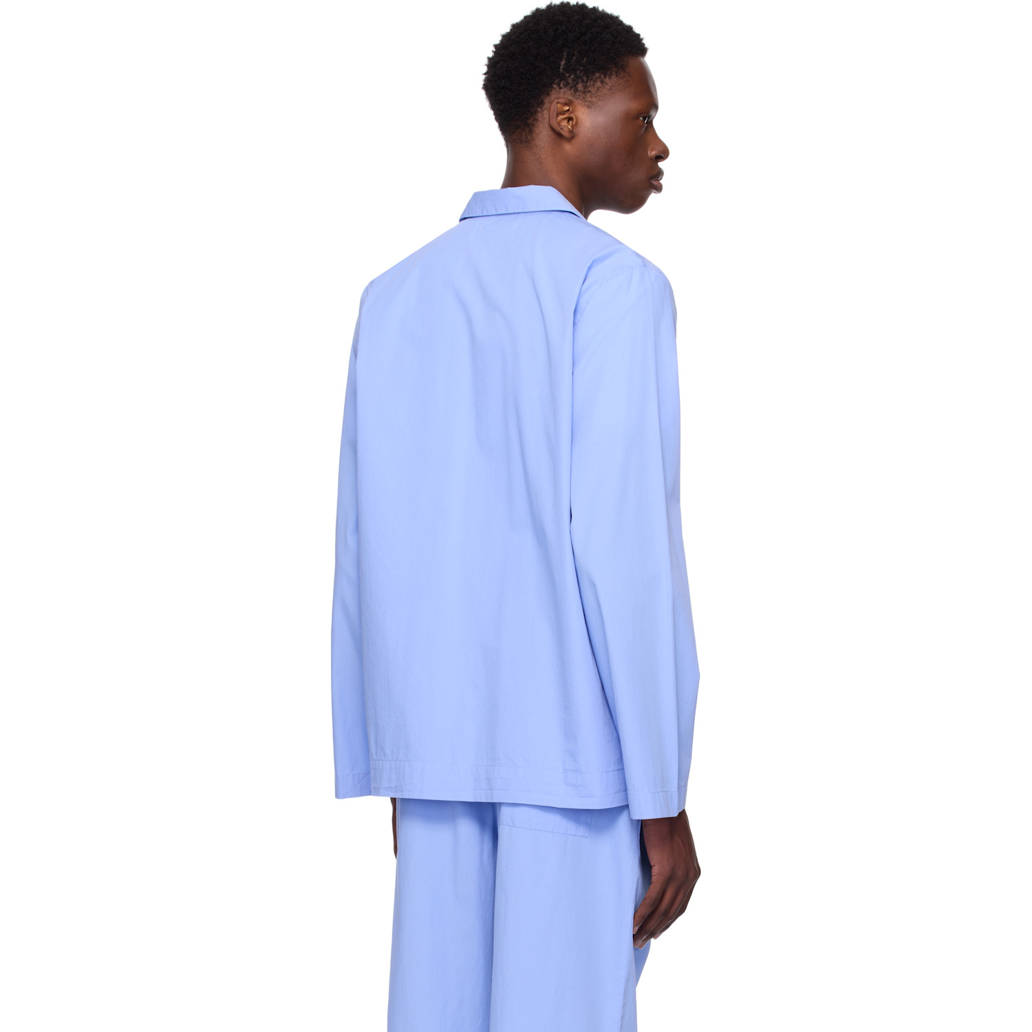  Tekla Blue Poplin Long Sleeve Pyjama Shirt 