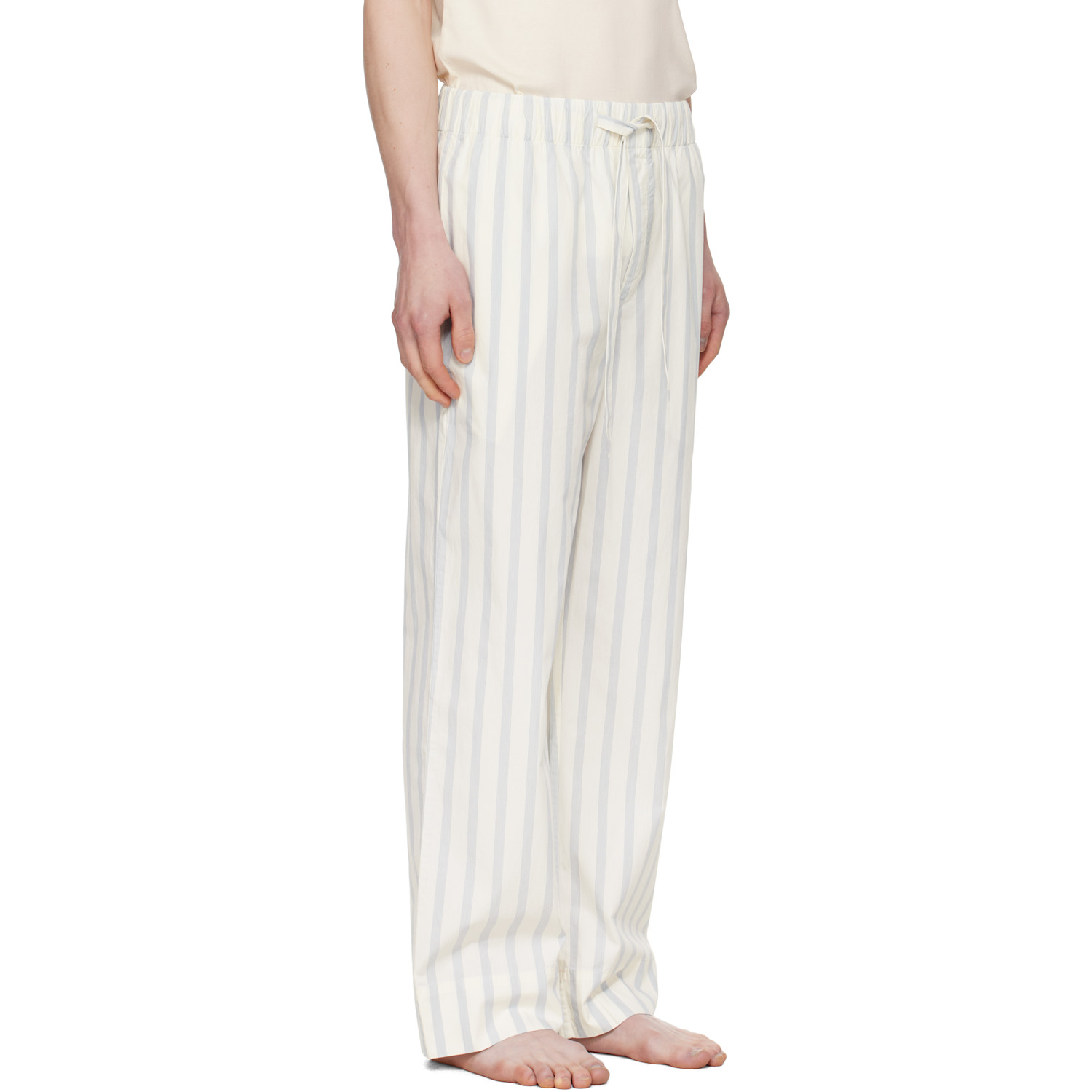  Tekla Off-white & Navy Poplin Pyjama Pants 