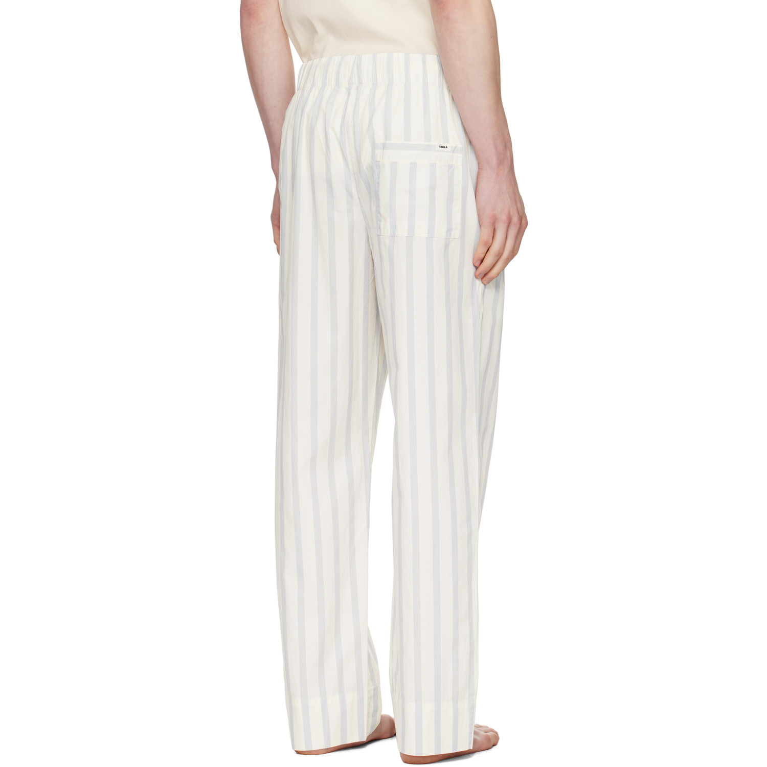  Tekla Off-white & Navy Poplin Pyjama Pants 