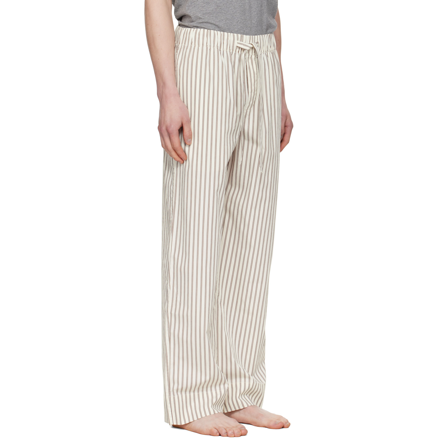  Tekla Brown & Off-white Poplin Pyjama Pants 