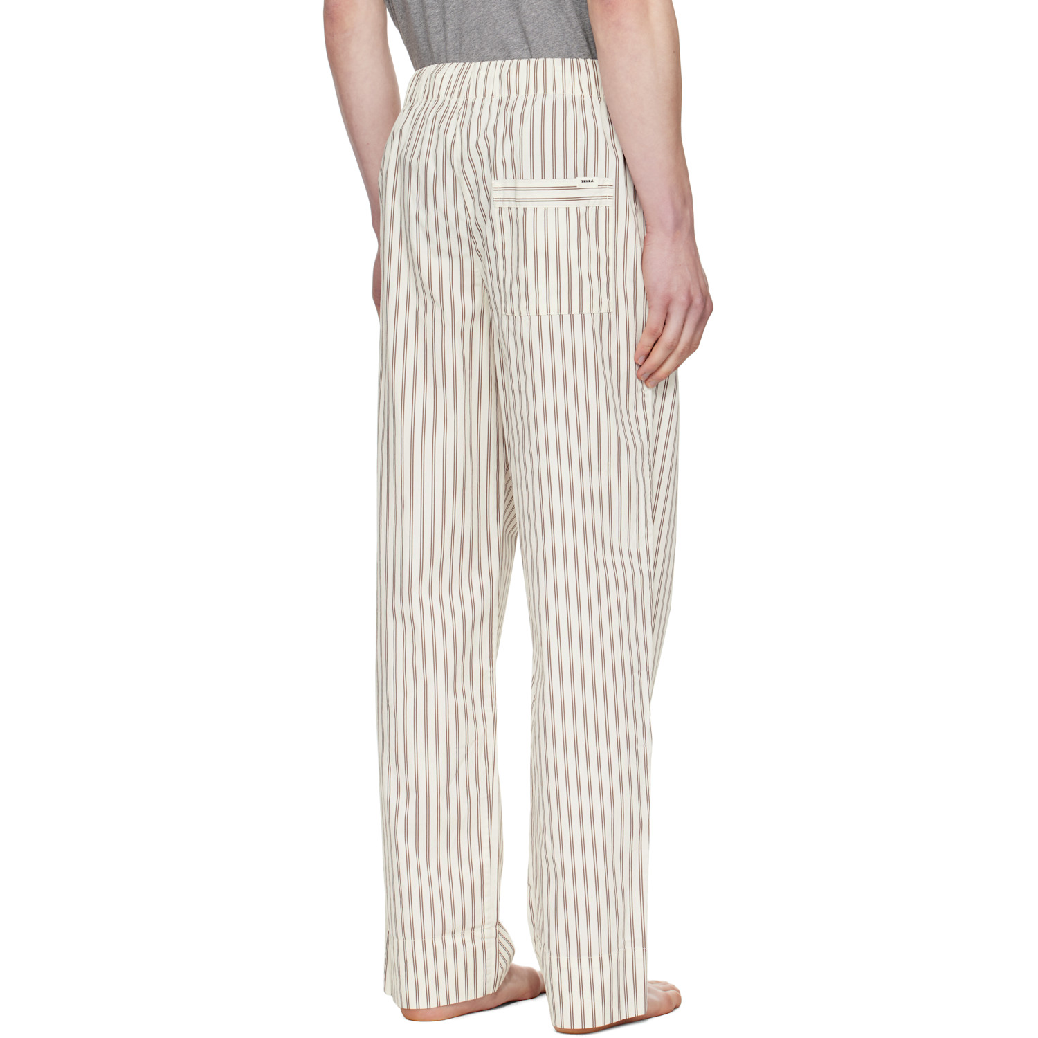  Tekla Brown & Off-white Poplin Pyjama Pants 
