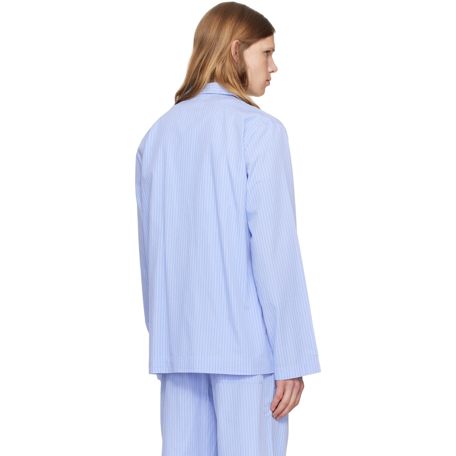  Tekla Blue Poplin Long-sleeved Pyjama Shirt 