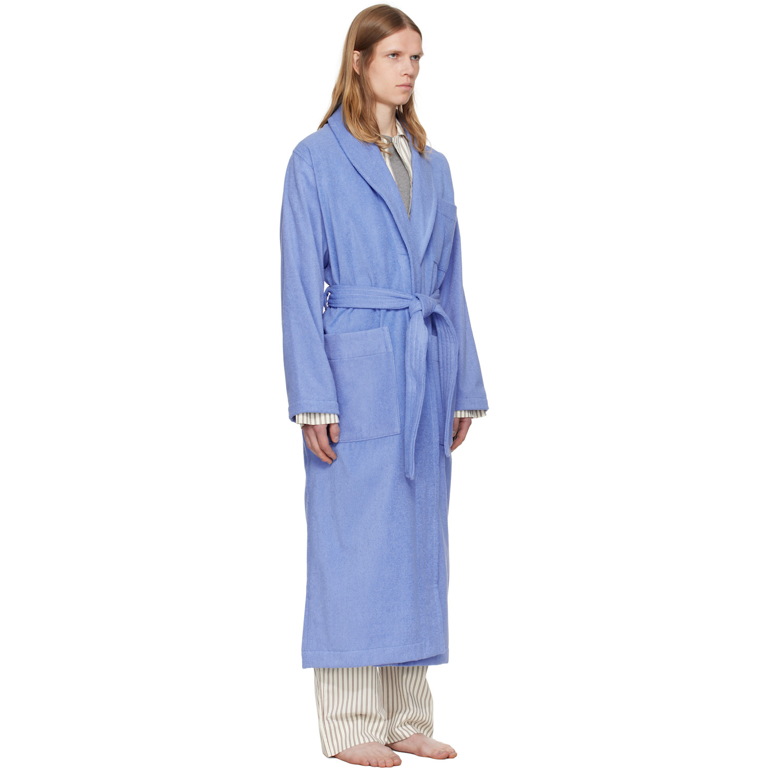  Tekla Navy Terry Classic Bathrobe 