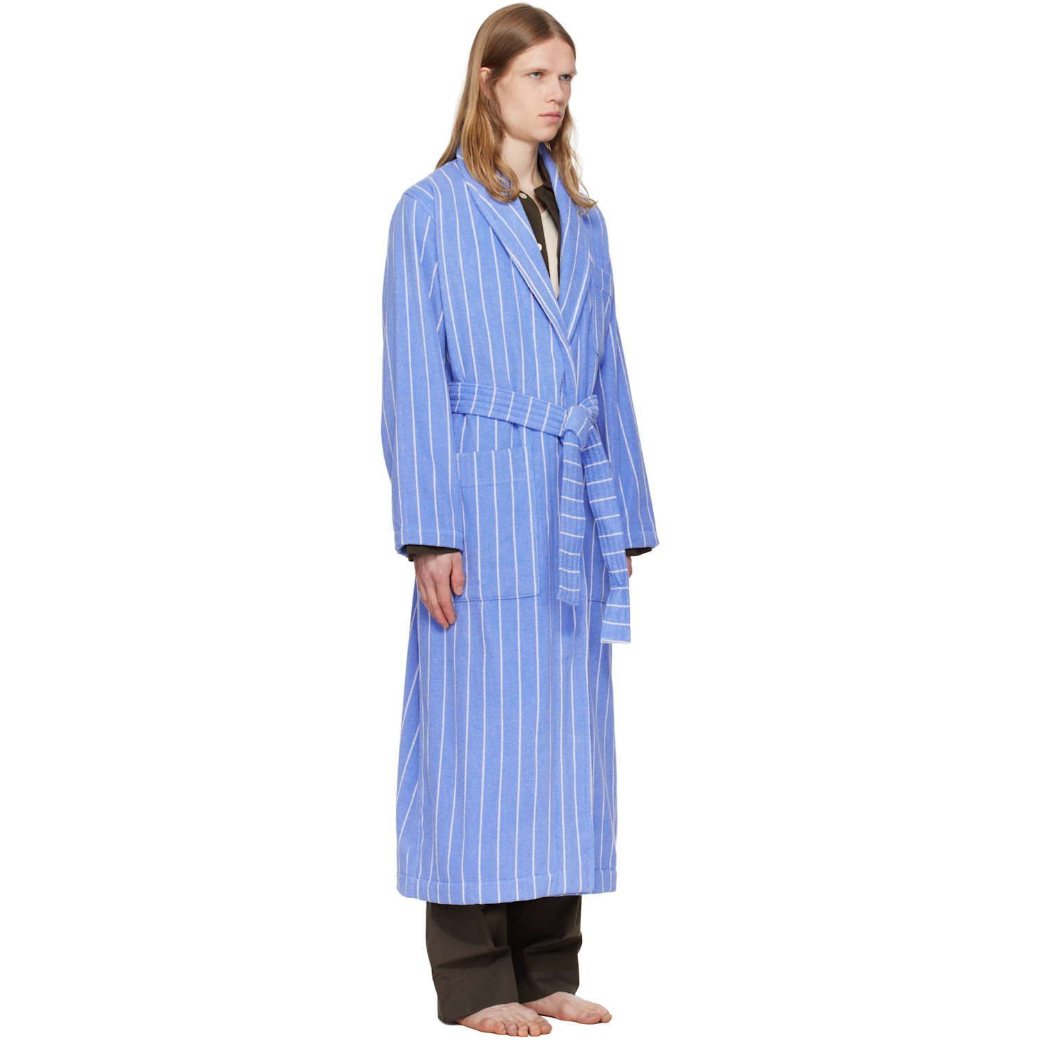  Tekla Navy Terry Classic Bathrobe 