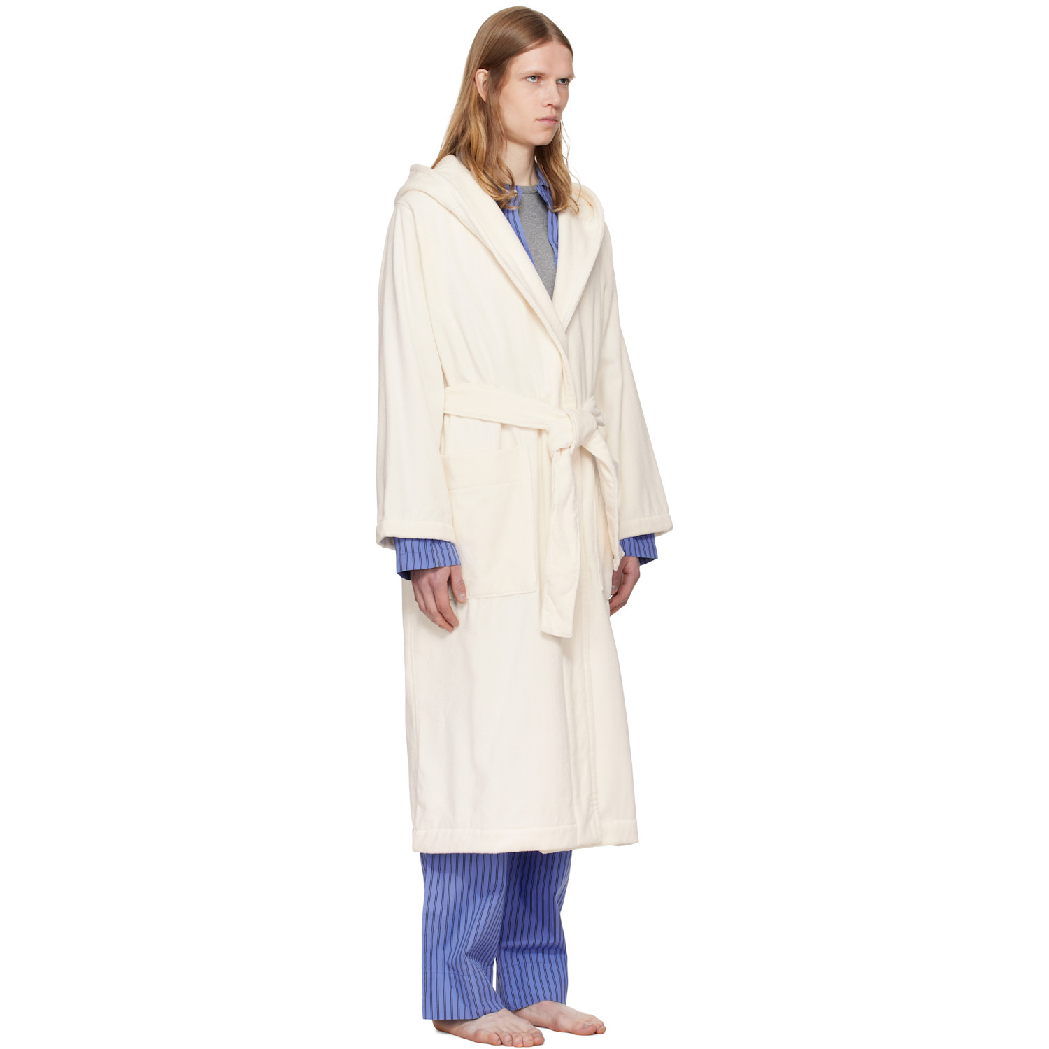  Tekla Off-white Terry Hooded Bathrobe 