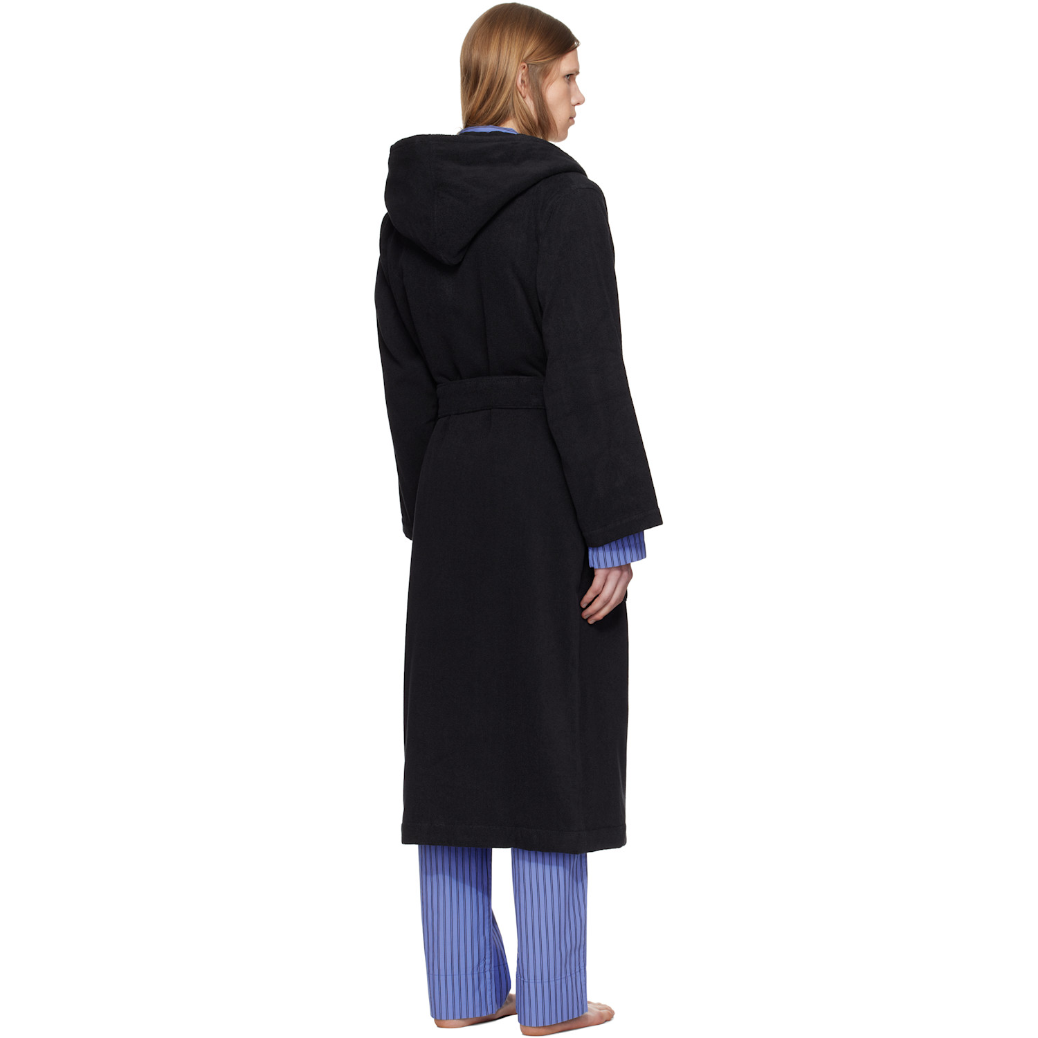  Tekla Black Terry Hooded Bathrobe 