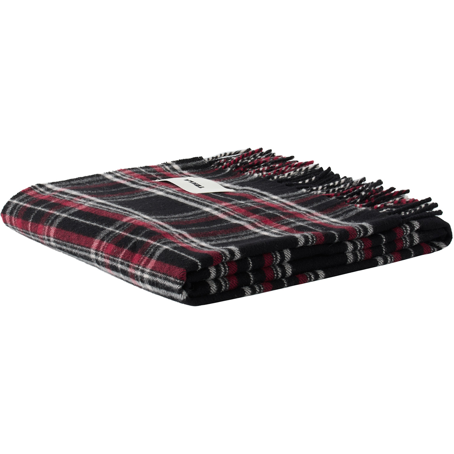  Tekla Black & Red Fringed Blanket 