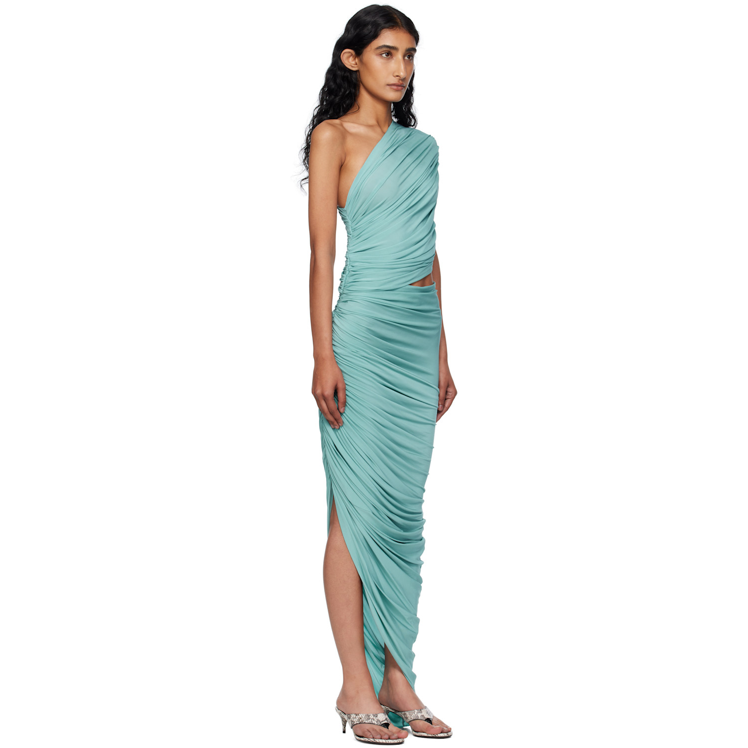  Alaïa Blue Soft Jersey Cut-out Maxi Dress 